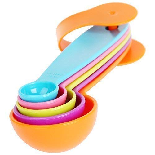 BullBear 5-Piece Mini Measuring Spoon Set - Colorful Baking & Cooking Utensils for Precise Measurements - Perfect for Kitchen, Coffee, Tea, Spices & DIY Crafts (Multi-Colored, Pack of 1)