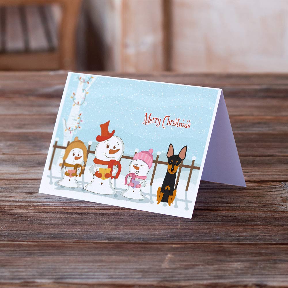 Merry Christmas Carolers English Toy Terrier Greeting Cards - Pack of 8 Blank A7 Note Cards (5x7 inches) with Envelopes - Whimsical Holiday Stationery for Christmas Greetings, Party Invitations & Festive Correspondence