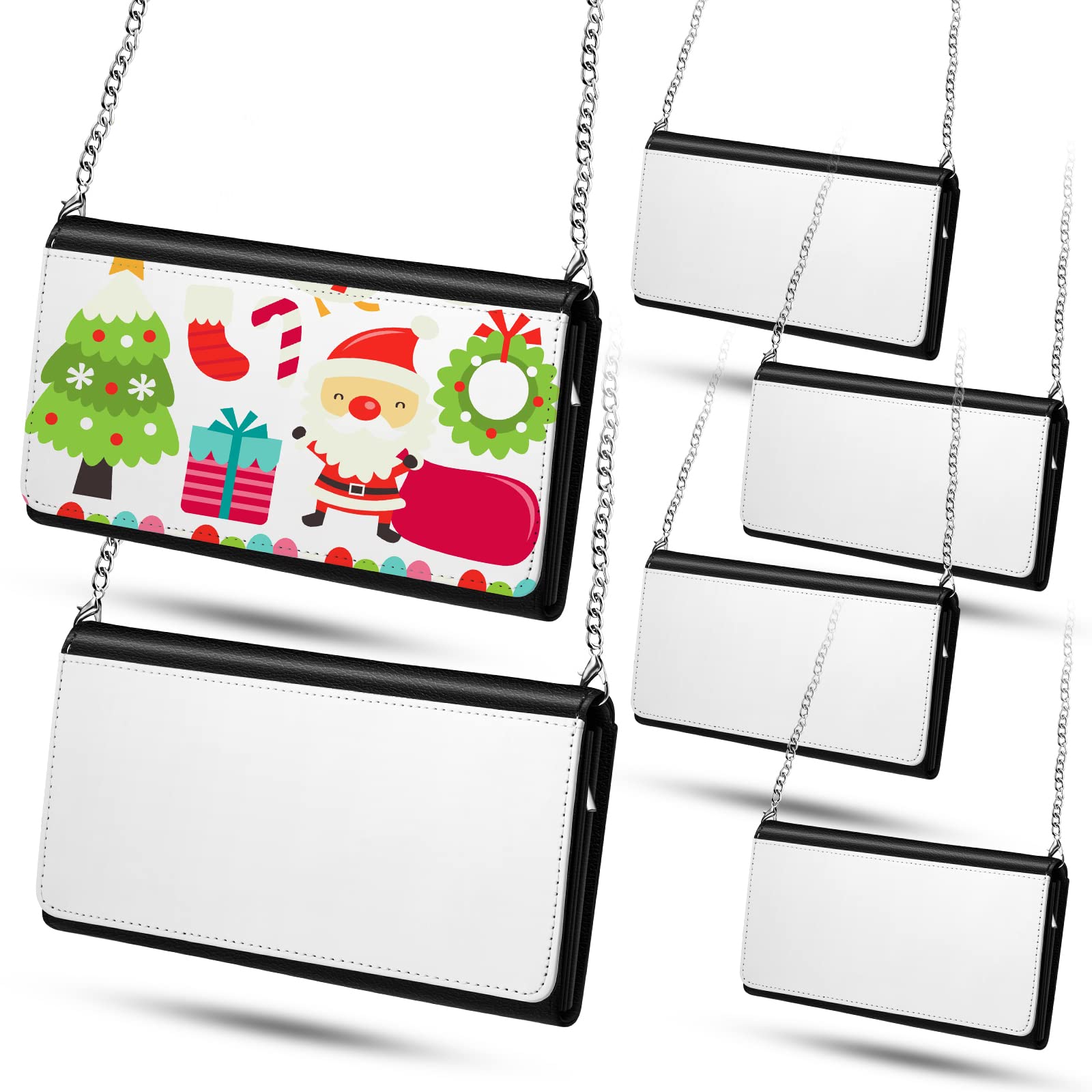 LEIFIDE Sublimation Blank Wallet for Women - DIY Heat Transfer Purse with Chain, White 5-Layer Makeup Bag | Perfect for Custom Gifts, Fashion Accessories & Travel Essentials