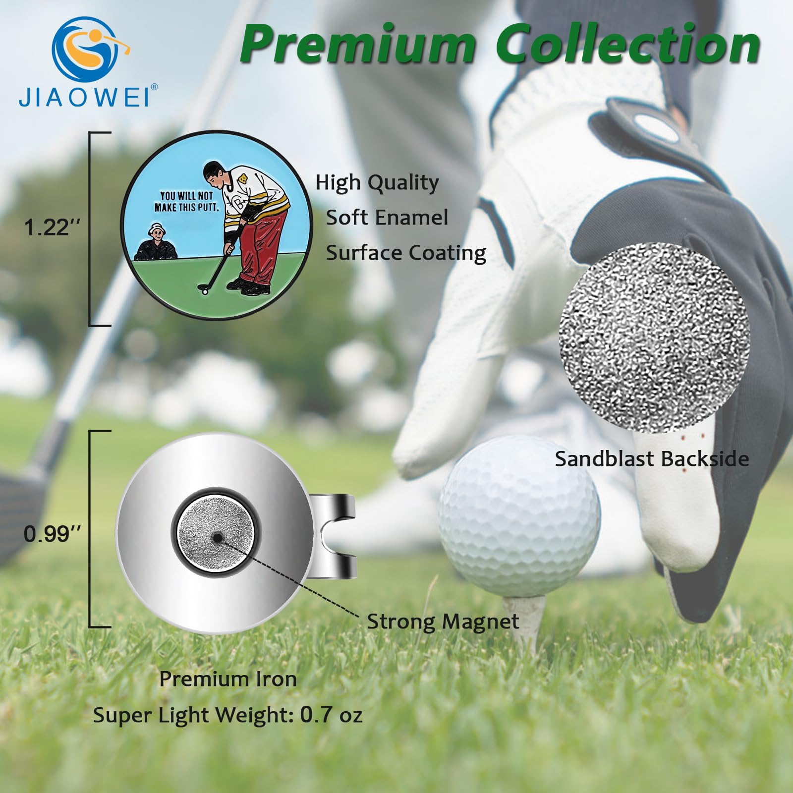 Enamel Golf Ball Marker with Magnetic Hat Clip - Funny & Unique Golf Accessories - Perfect Gift for Golf Lovers - Ideal for Course Play & Tournament Use