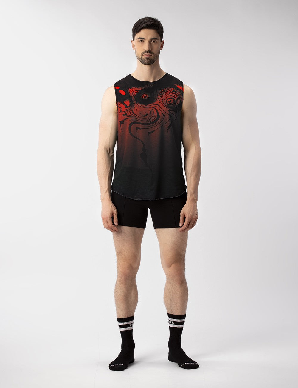Barcode Berlin Keta Muscle Tank Top for Women - Red & Black Sleeveless Workout Shirt | Gym, Running, Yoga & Casual Wear