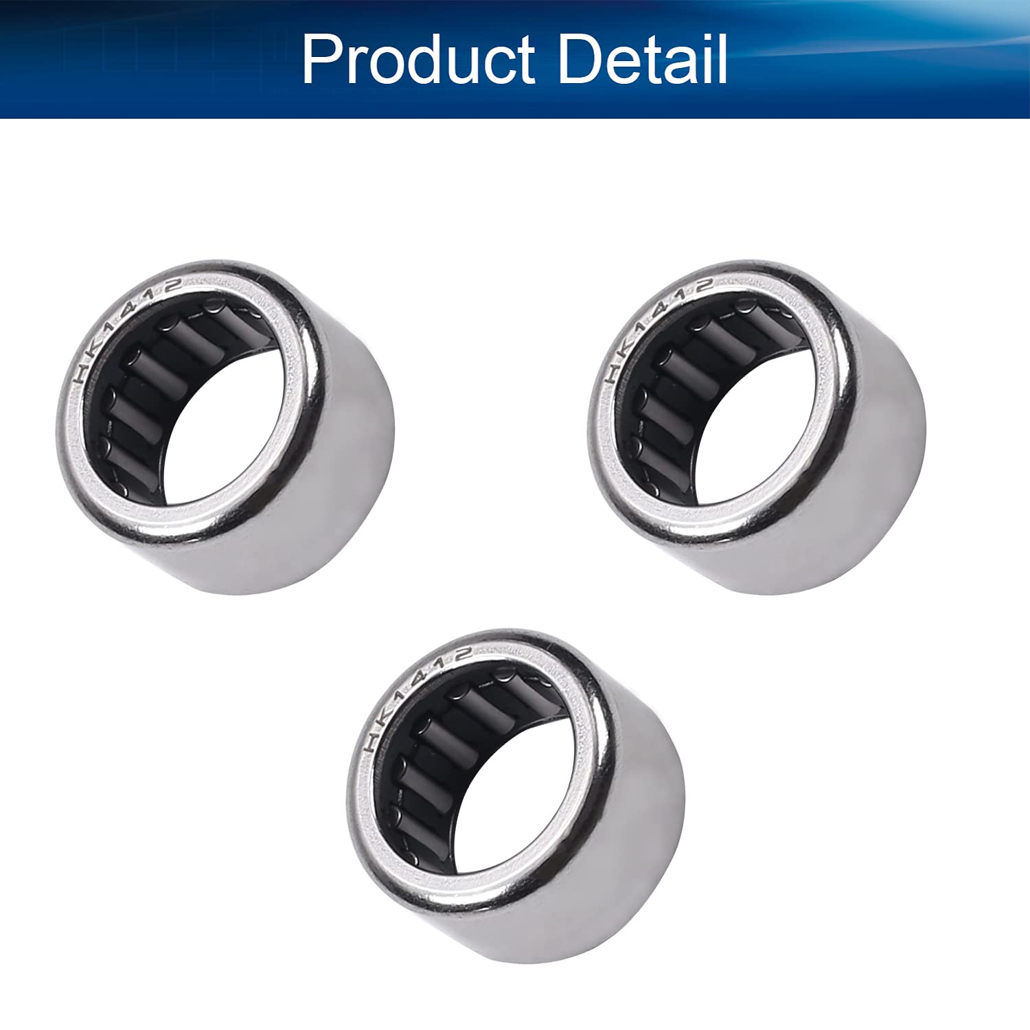 Yinpecly HK1412 Needle Roller Bearings - 14mm Bore, 20mm OD, 12mm Width - Open End, 7500N Static Load, 6800N Dynamic Load, GCr56 Steel - Perfect for Spin Mop Buckets, Industrial Machinery & Power Tools (1 Piece)