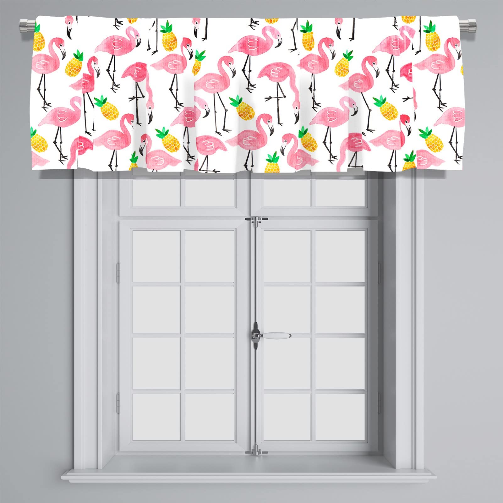 Pink Flamingo Pineapple Window Valance - 52