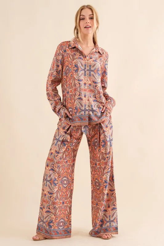 Men's Satin Paisley Print Button Down Shirts - Stylish Casual & Formal Wear for Office, Date Night and Special Occasions