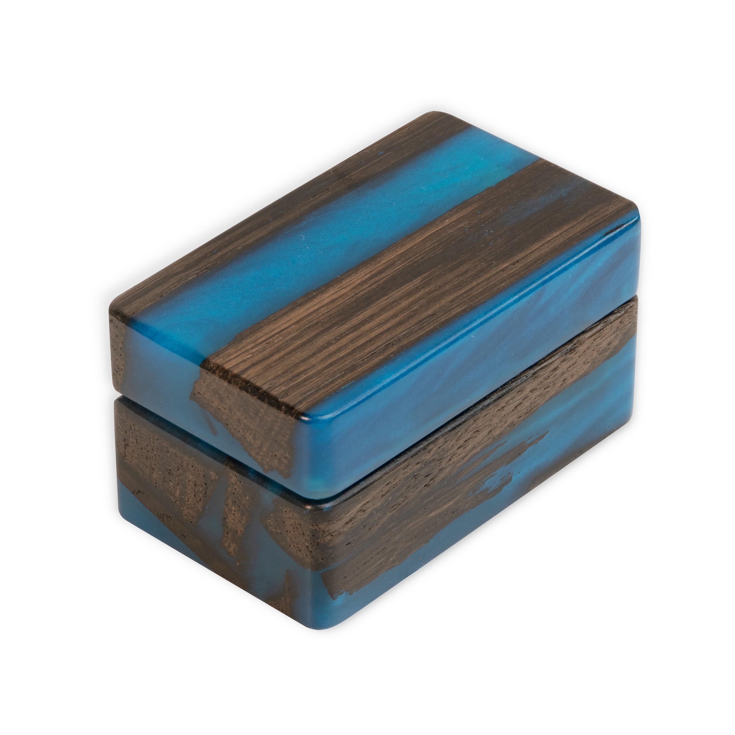 Premium Double Ring Organizer - Handcrafted Epoxy Wood Engagement Ring Box for Wedding Day - Blue Ring Display Case - Exquisite Marry Me Ring Bearer Box by MUSE | Perfect for Proposals, Vow Renewals & Wedding Ceremonies