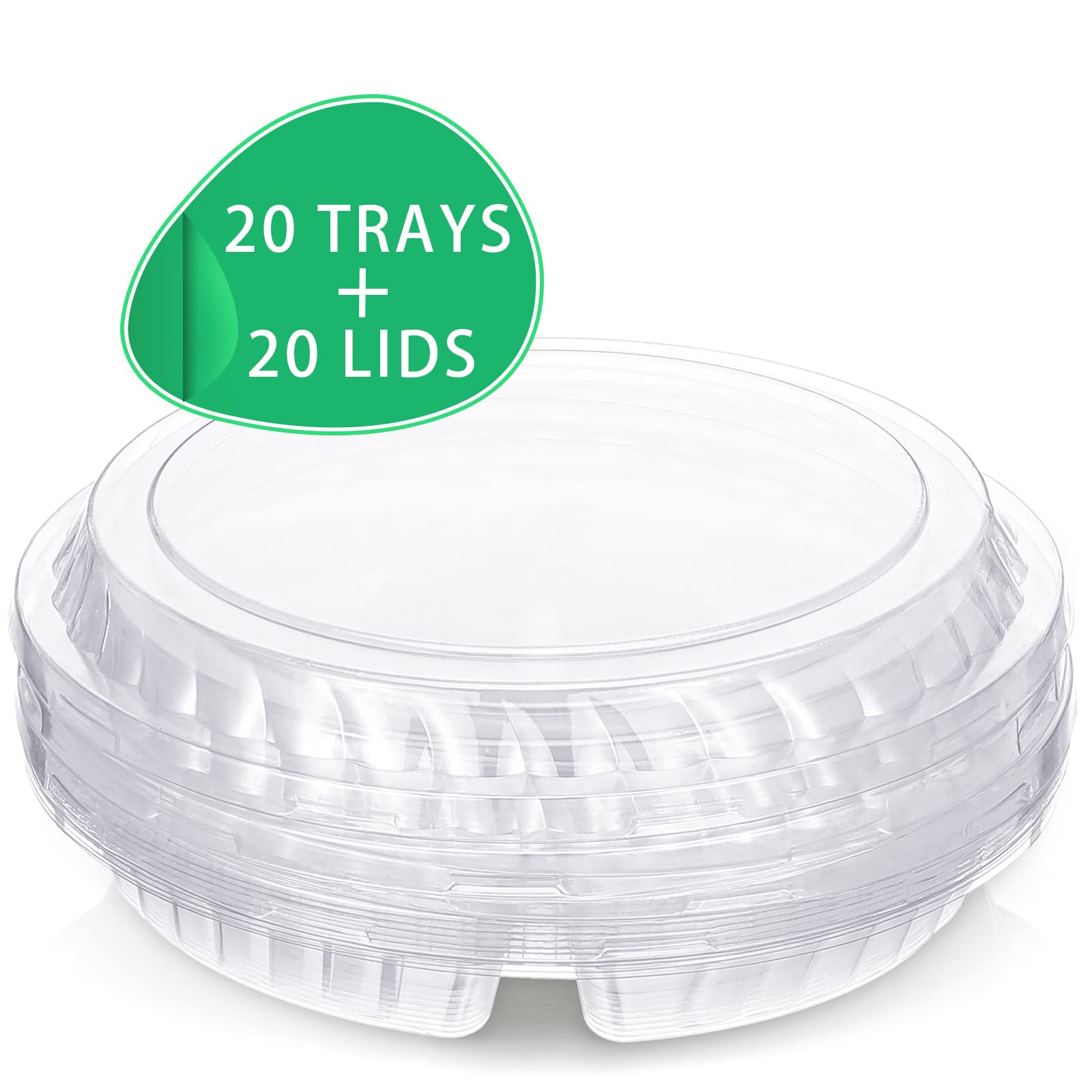 20-Piece Clear Plastic Appetizer Trays with Lids - 5-Compartment Disposable Serving Platters for Buffet, Party, Picnic - Perfect for Fruits, Veggies, Snacks & Finger Foods (5 Grids) - Ideal for Catering, Events & Home Entertaining