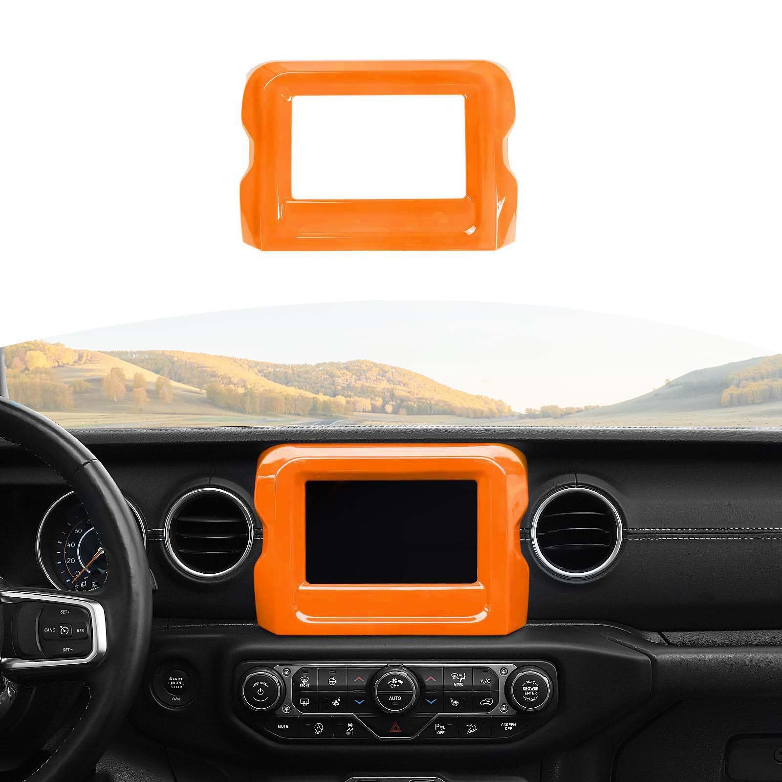 Jeep JL Center Console Radio Display Panel Trim Cover - Compatible with Jeep Wrangler JL/JLU & Gladiator JT (2018-2023) - Orange Interior Accessories for 7