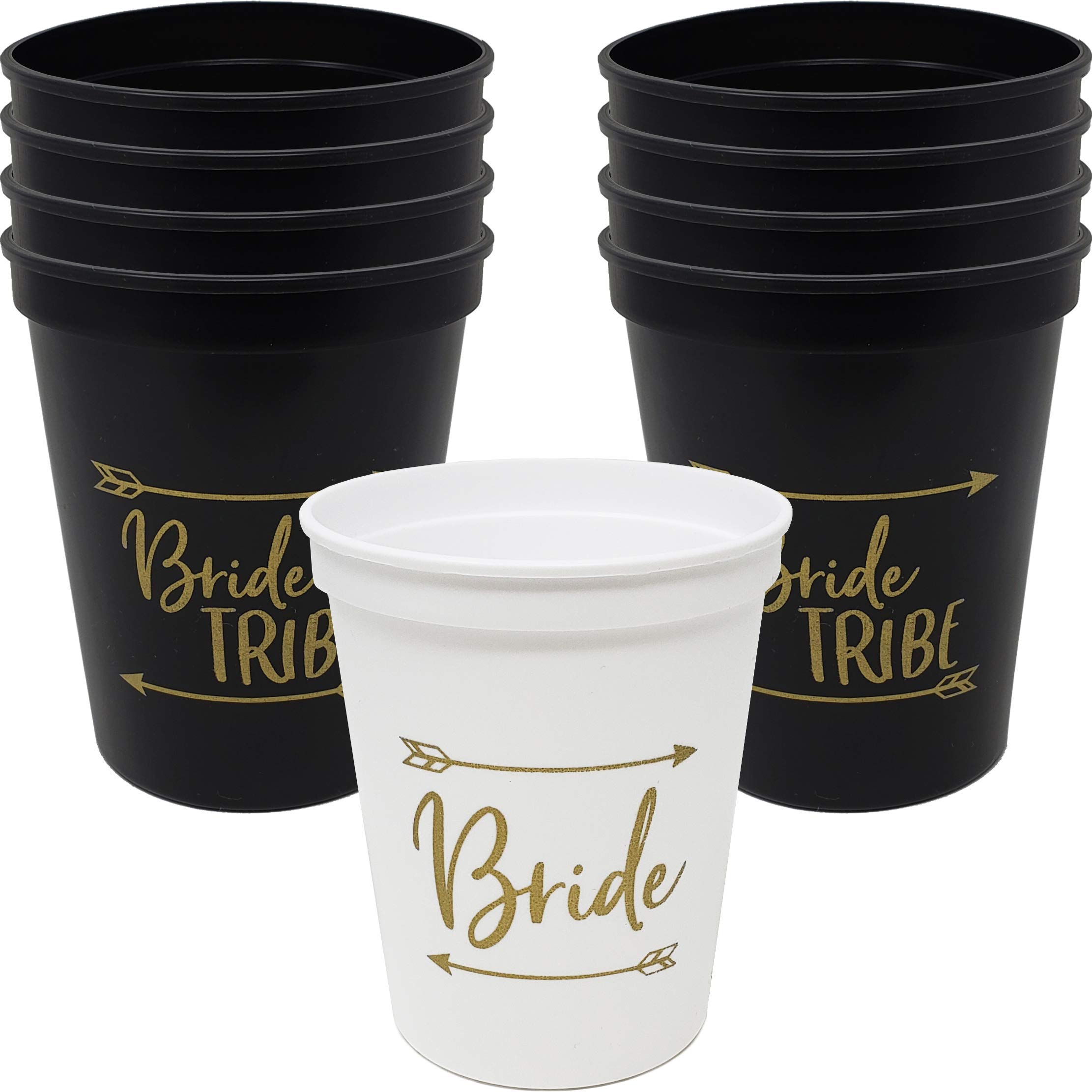 Bridal Bachelorette Party Cups - 1 Bride & 8 Bride Tribe Wedding Glasses for Bachelorette Party, Bridal Shower & Girls Night Out - Perfect for Champagne, Cocktails & Celebrations