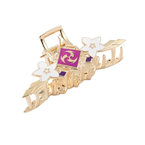Genshin Impact Electro Purple Metal Hair Clips - Anime Game Character Hair Accessories Set for Cosplay, Half Bun Styling & Gift Giving | Cute Hair Barrettes, Claw Clips & Hairpins for Fans & Collectors