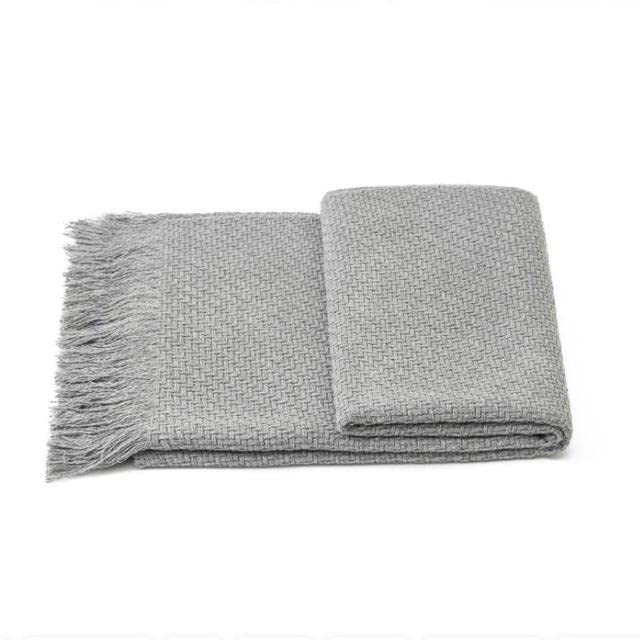 ZUUNA Nordic Modern Bed Runner - Solid Tassel Design Decorative Bedspread for Home Decor in Pink, Grey & Yellow | Perfect for Master Bedroom, Guest Room & Boho Chic Decor