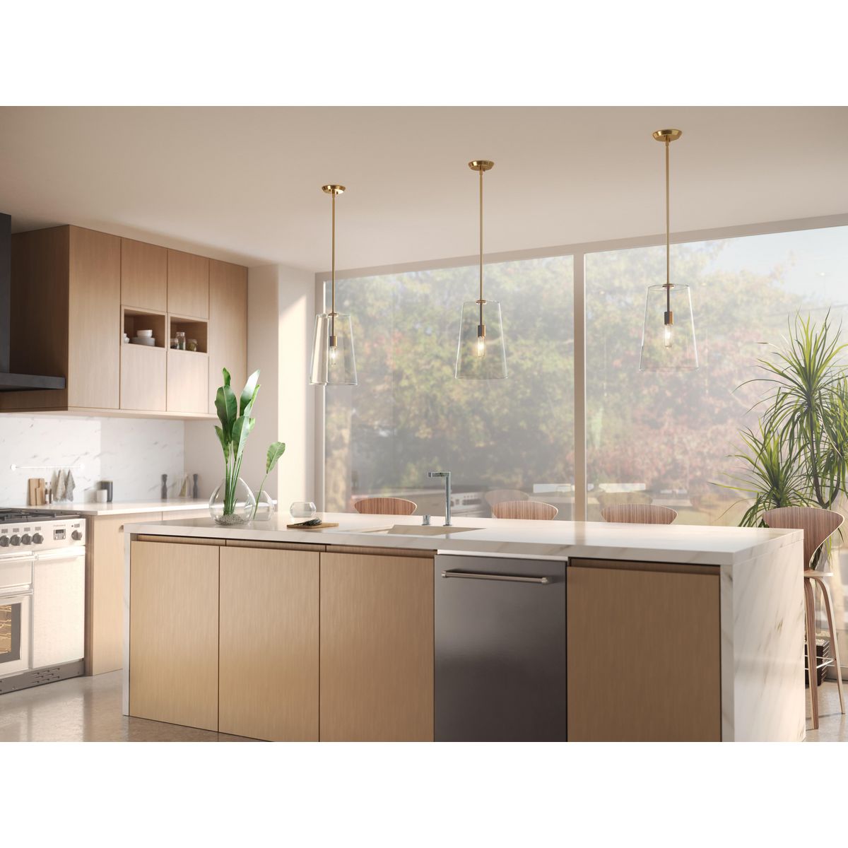 Clarion Collection Clear Glass Single Light Pendant - Modern Hanging Fixture for Kitchen Island, Dining Room & Bedroom Lighting