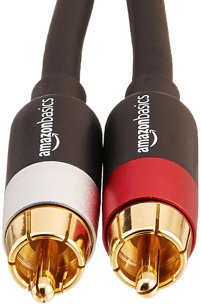 Amazon Basics 2-Male to 2-Male RCA Audio Stereo Subwoofer Cable - 15 Feet & 3.5mm to 2-Male RCA Adapter Cable - 8 Feet - High-Quality Audio Connection for Home Theater, Sound System, and DJ Equipment - Perfect for Speakers, Subwoofers, and Audio Interfaces