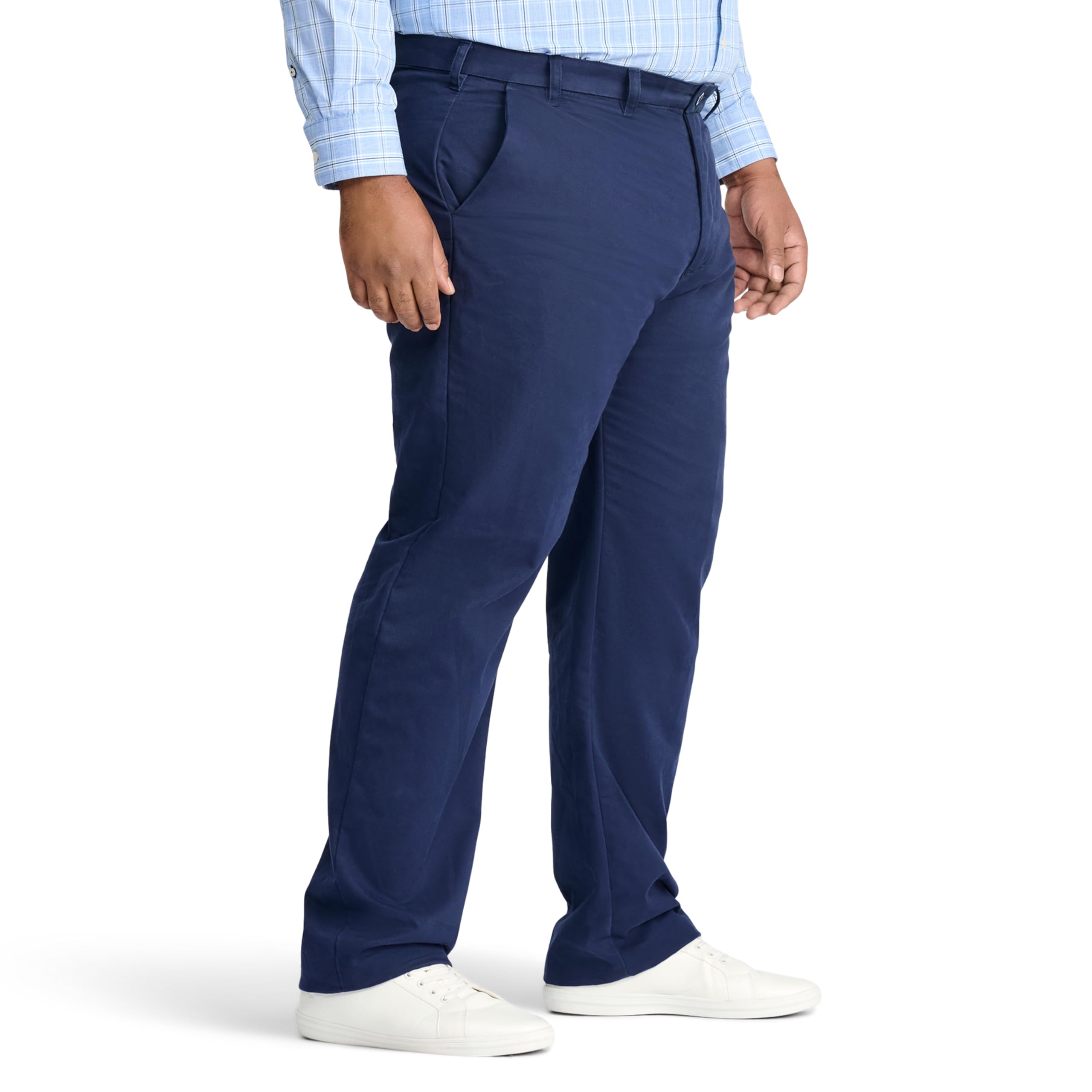 IZOD Men's Big & Tall Performance Stretch Flat Front Pants - Comfortable Work & Casual Wear for Office, Travel & Outdoor Activities