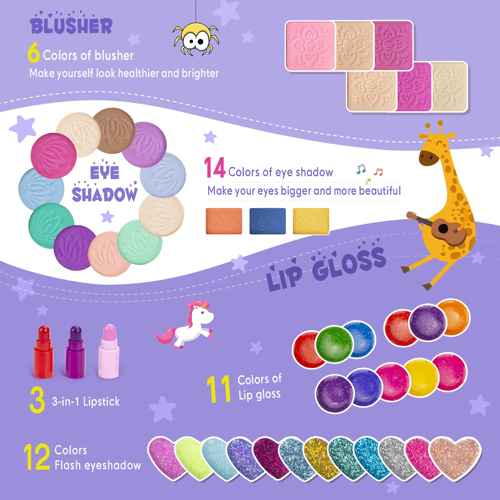 Tomons Washable Kids Makeup Kit - Girls Cosmetic Toy Gift for Ages 3-10 | Birthday & Pretend Play