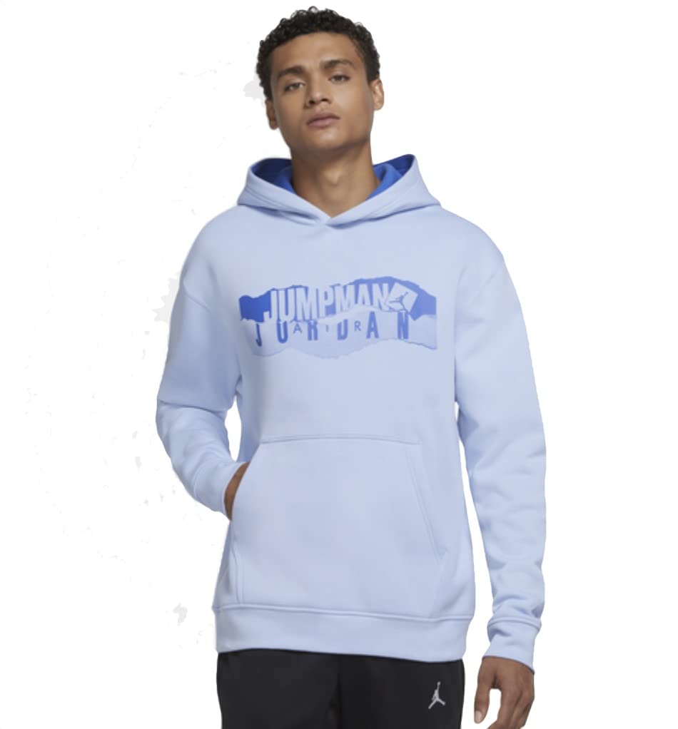 Jordan Jumpman Powder Blue Essentials Graphic Hoodie for Men - Comfortable Cotton Pullover Hooded Sweatshirt with Classic Logo - Perfect for Casual Wear, Street Style & Basketball Fans