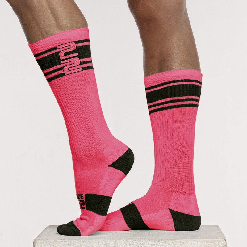 Code 22 Active Running Socks 8008 - Neon Pink Performance Athletic Socks for Women & Men - Perfect for Jogging, Gym Workouts & Sports Activities