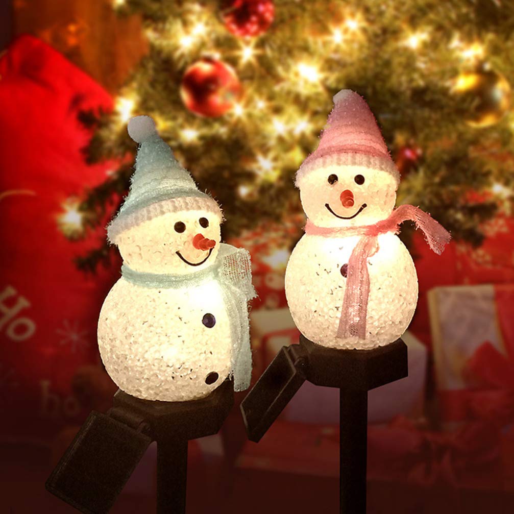 Uonlytech 2-Pack Solar Christmas Pathway Lights - Outdoor Snowman Garden Stake Decor for Patio, Walkway, Lawn | Weatherproof LED Solar Lights for Holiday Yard Decorations (Random Color) | Perfect for Winter Nights & Christmas Displays
