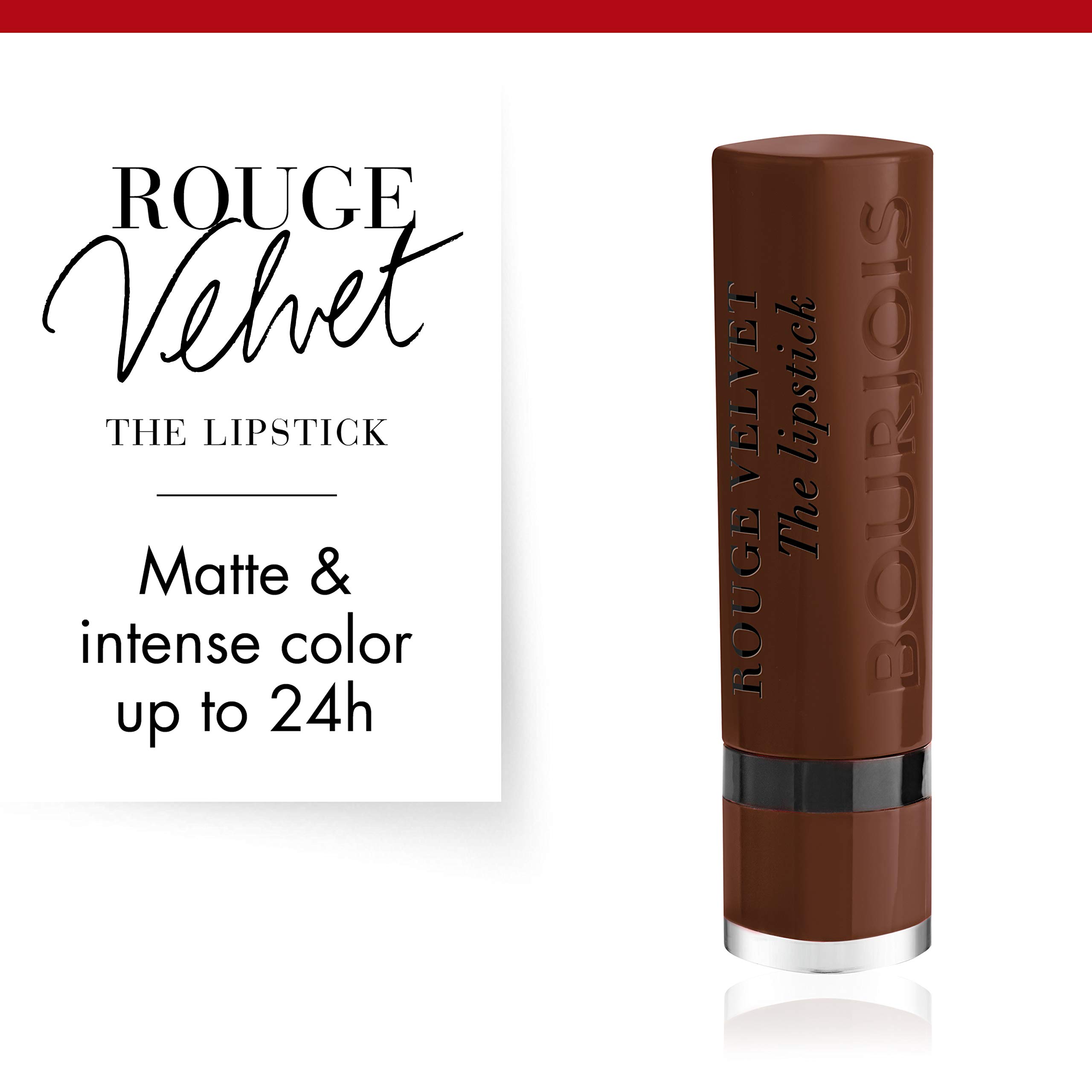 Bourjois Rouge Velvet Lipstick - Maca'Brown Shade 25, 2.4g | Long-Lasting Matte Finish, Vegan & Cruelty-Free | Perfect for Everyday Wear & Special Occasions