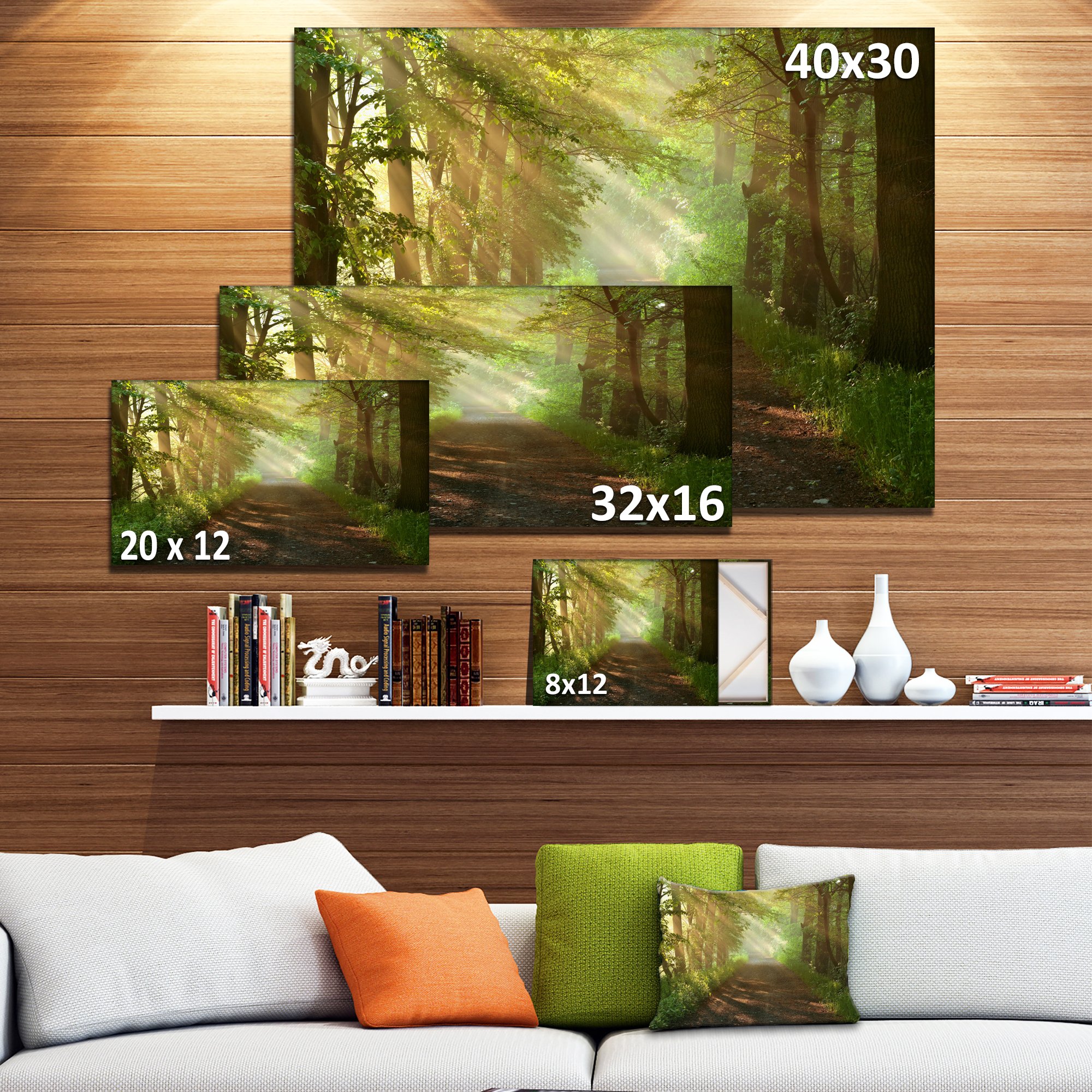 Sunlight Peeking Through Forest Trees - Nature Landscape Photography Canvas Print Wall Art for Living Room, Bedroom & Office Decor