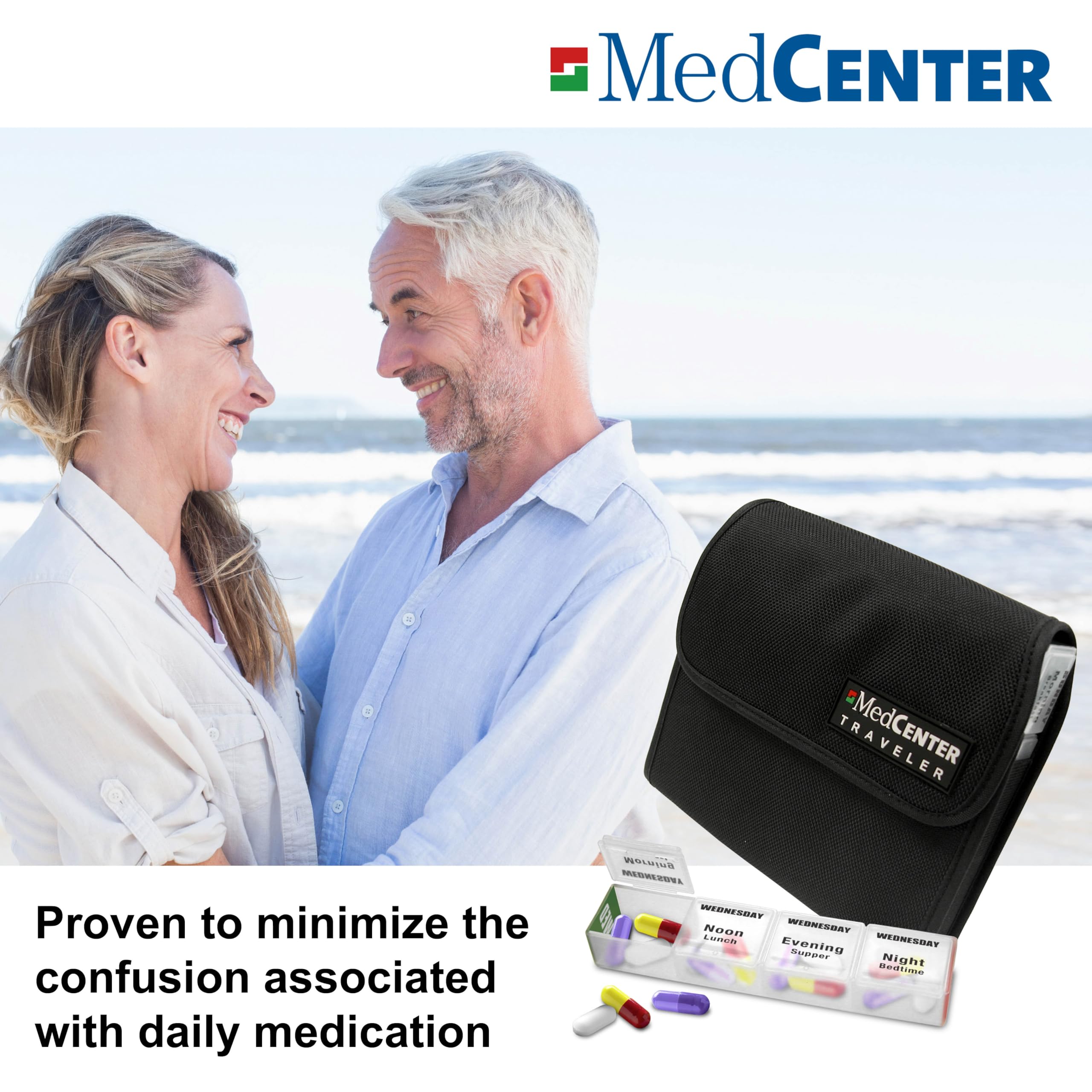FSA HSA Eligible 7-Day Pill Organizer - Portable Travel Medication Case with 4 Daily Compartments, Large Capacity Nylon Pill Container for Vitamins & Supplements | Perfect for Business Trips, Vacations & Daily Medication Management