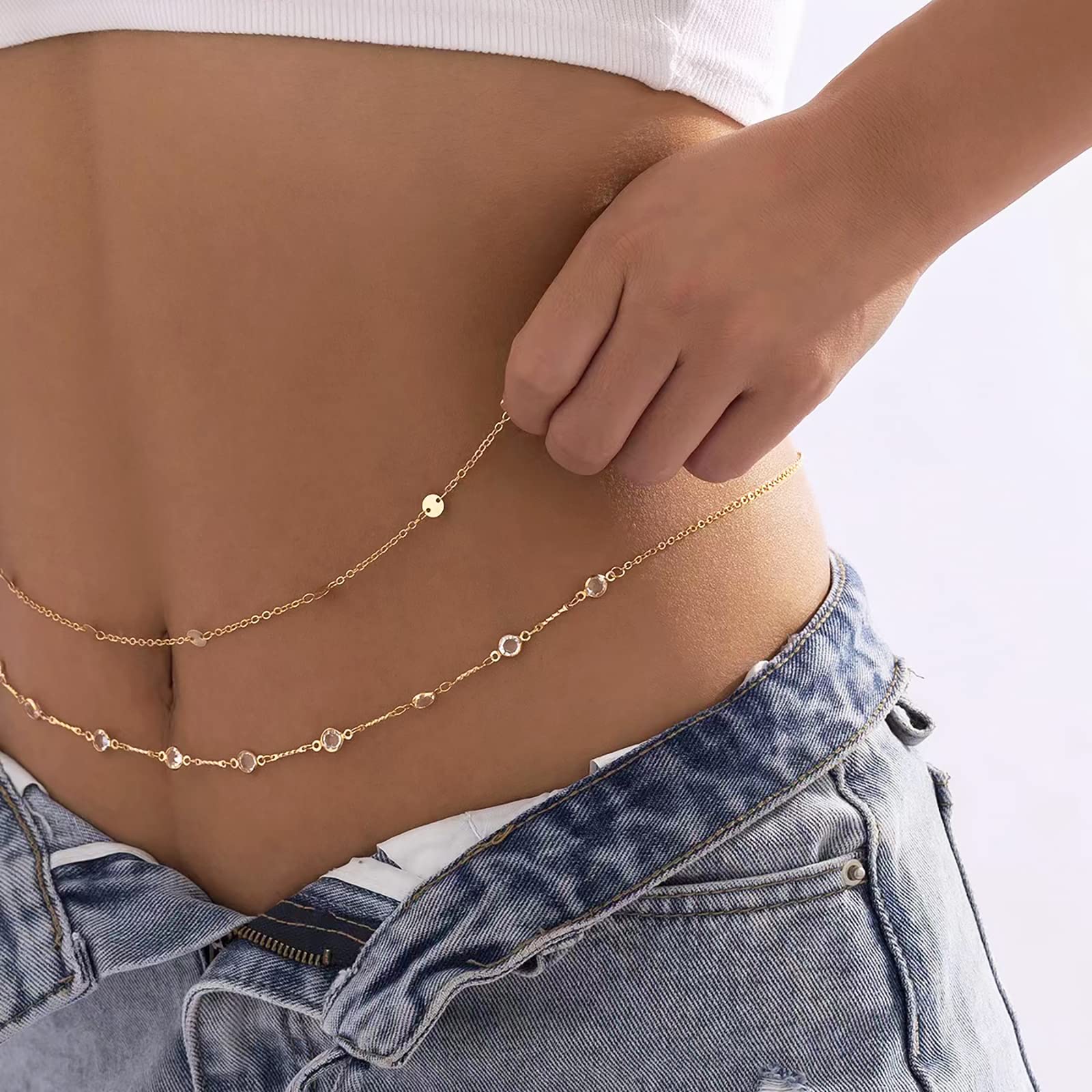 Layered Silver Belly Chain Jewelry for Women - Sexy Waist Body Chain for Bikini, Beach, Rave & Party | Elegant Body Accessory for Girls & Women | Perfect for Summer Vacations, Pool Parties & Festivals