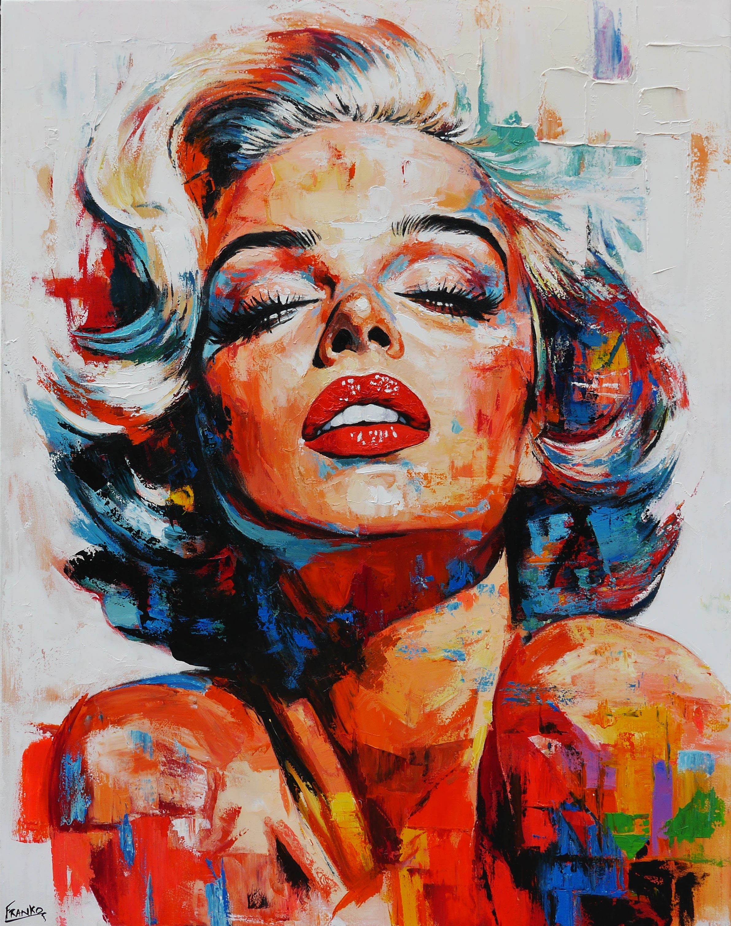 140cm x 180cm Marilyn Monroe Textured Abstract Realism Canvas Art Print - Blonde Ambition Wall Decor for Living Room, Bedroom & Office