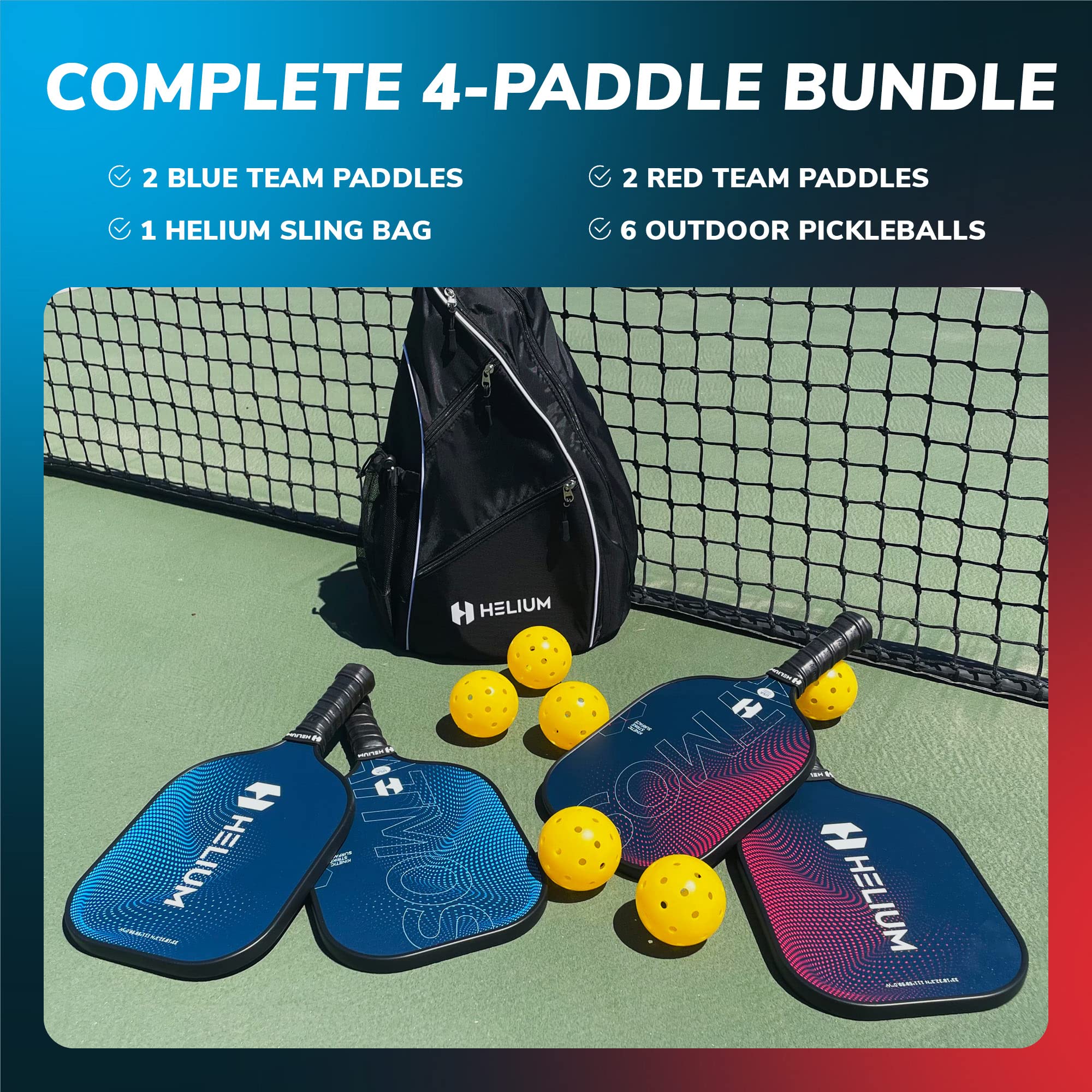 Helium Pro Carbon Fiber Pickleball Paddles - USAPA Approved Tournament Paddles with High-Spin Textured Surface & Lightweight Honeycomb Core - Perfect for Competitive Play & Recreational Pickleball Games