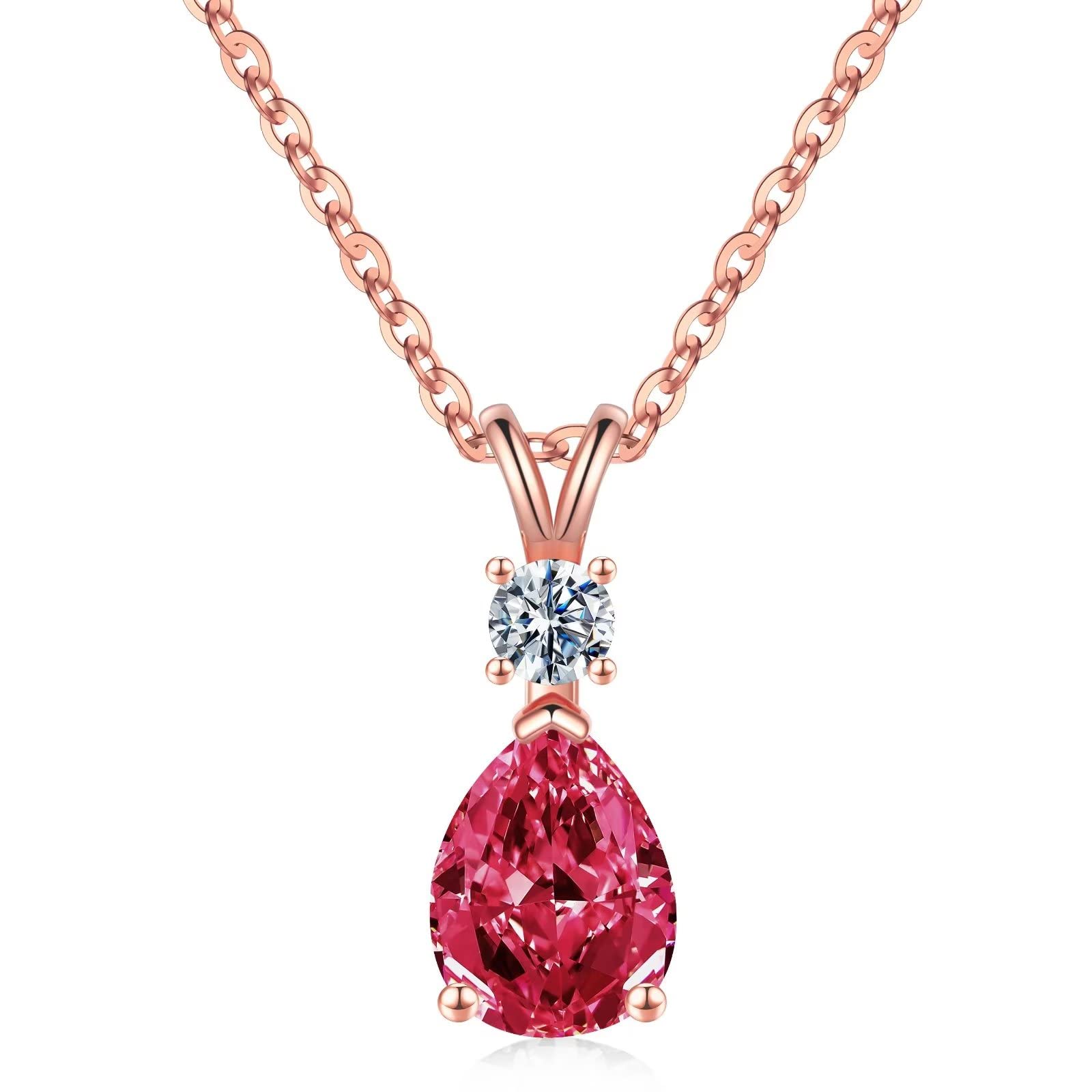 1.25 Ct Pear Birthstone Necklace for Women - 18K White Gold Plated S925 Sterling Silver with Genuine/Created Gemstone - Elegant Jewelry Gift for Birthday, Anniversary & Special Occasions