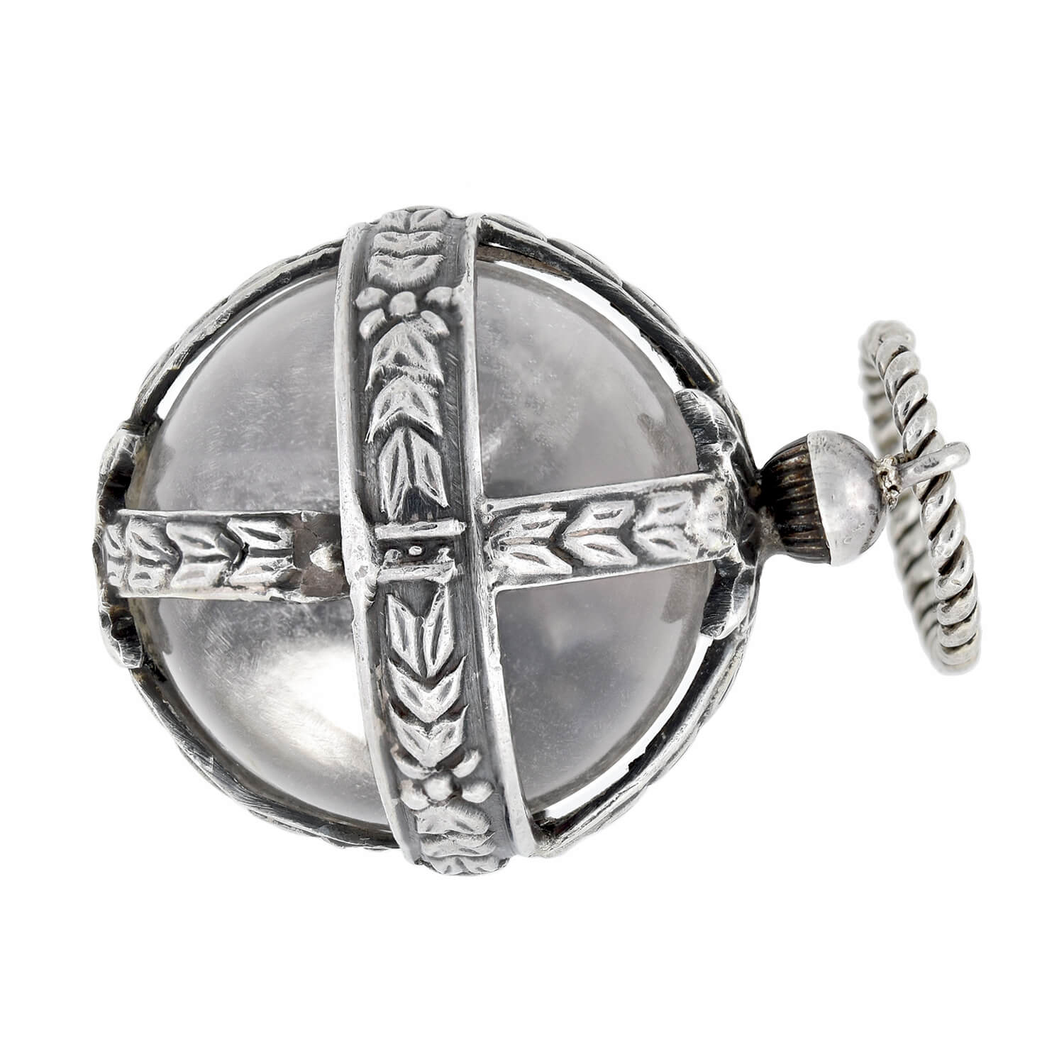 Vintage Art Deco Sterling Silver Large Rock Crystal Pool of Light Pendant Necklace - Elegant Statement Jewelry for Evening Parties & Special Occasions