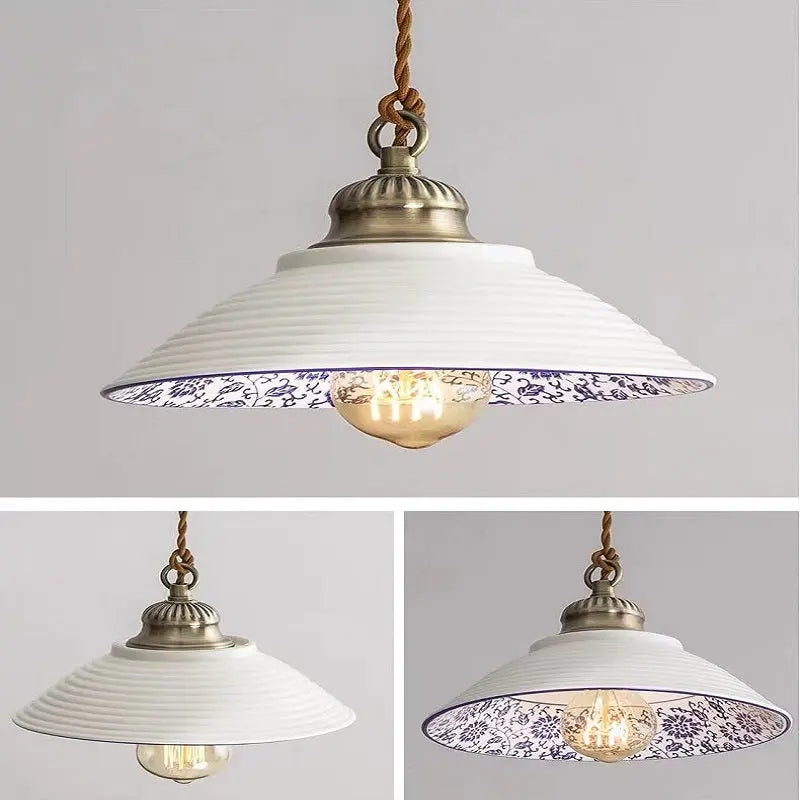 Handmade White Ceramic Pendant Light - Modern Farmhouse Ceiling Fixture for Kitchen, Dining Room & Bedroom Lighting Decor