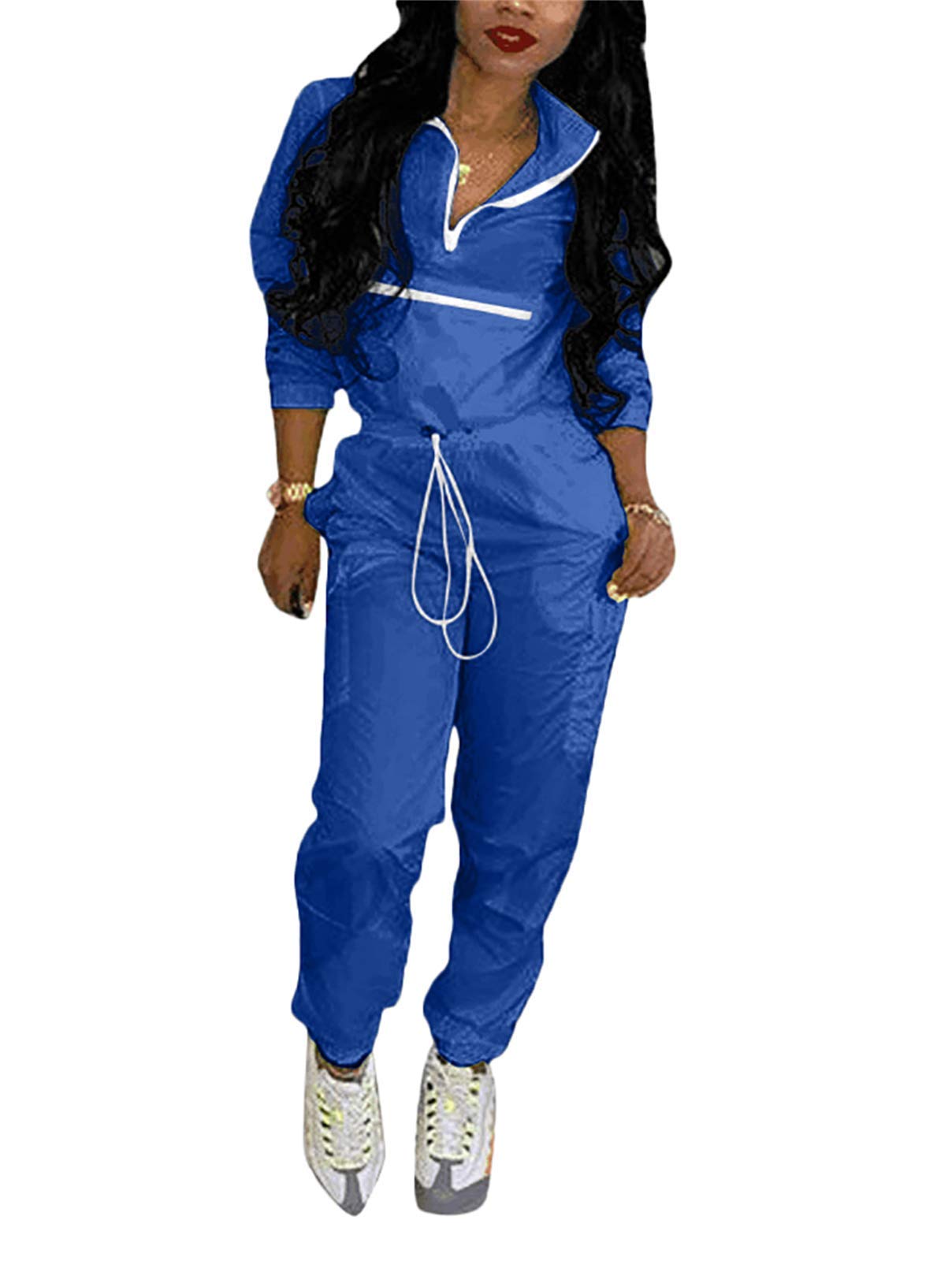 EOSIEDUR Women's 2-Piece Tracksuit Set - Lightweight Windbreaker Pullover Jacket & Crop Top with Pants | Casual Workout, Lounge Wear, Street Fashion Outfit