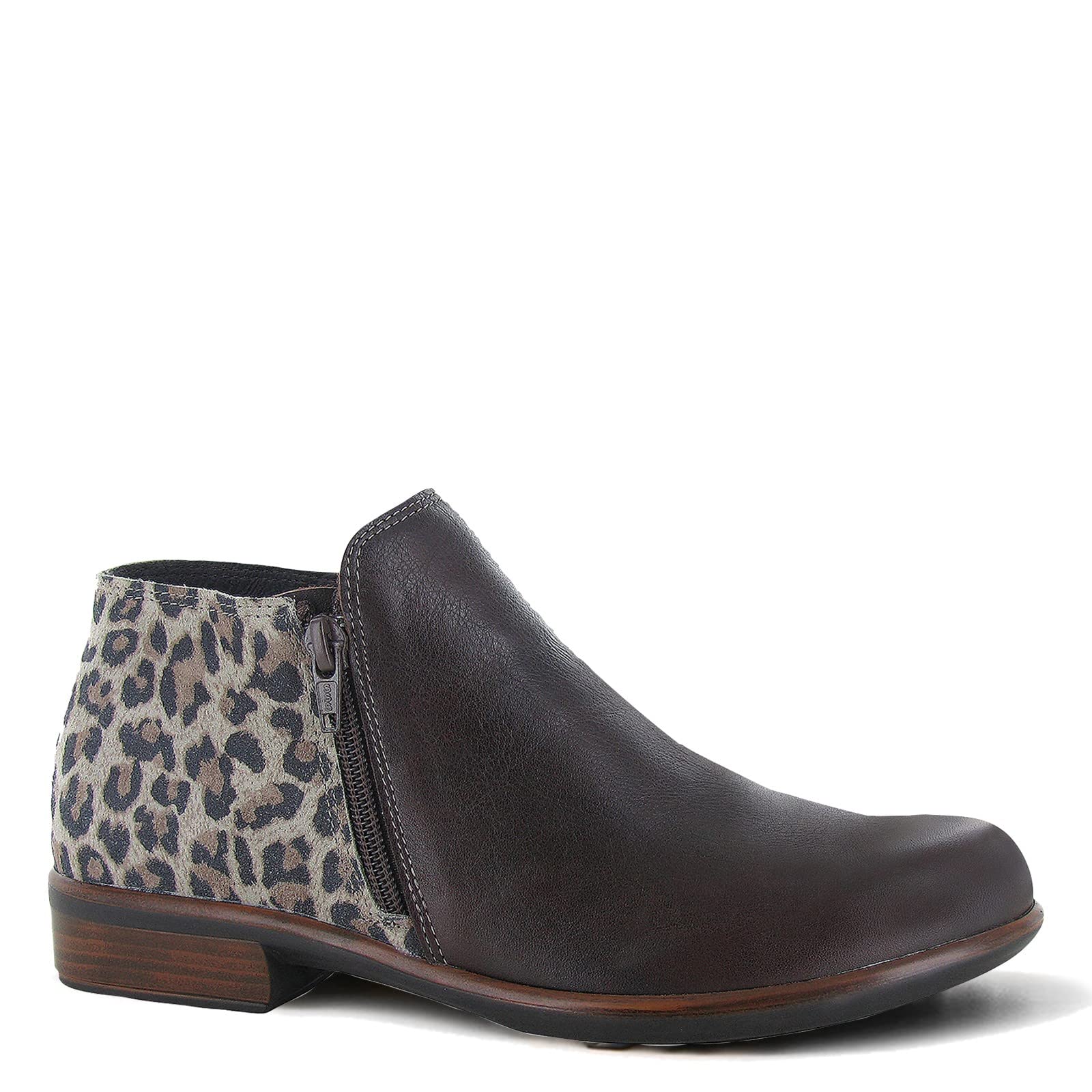 NAOT Women's Helm Ankle Bootie - Cork Footbed & Arch Support Comfort Shoes - Double Zipper Low Heel Boots for Travel & Walking - Lightweight Removable Insole for All-Day Wear