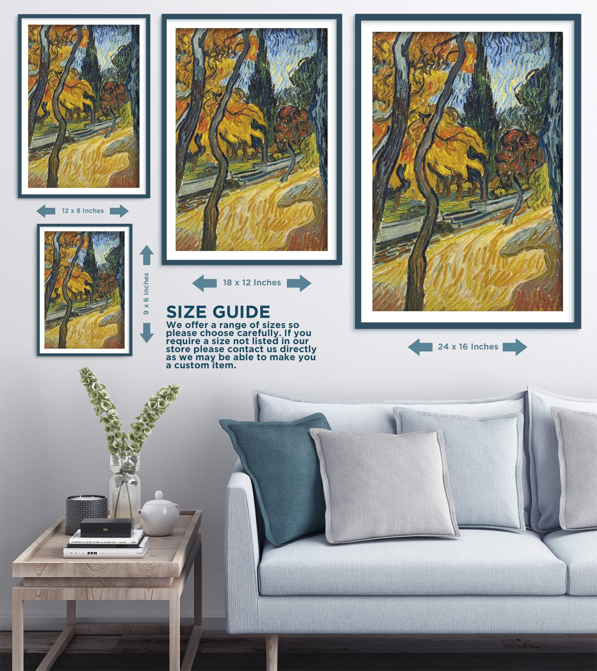 Vincent Van Gogh Trees in The Garden of Saint Paul Hospital (1889) Textured Paper Art Print Poster - 24x16 Inches - Dutch Post-Impressionist Painting Reproduction - Perfect for Home Decor, Office Wall Art & Gift for Art Lovers
