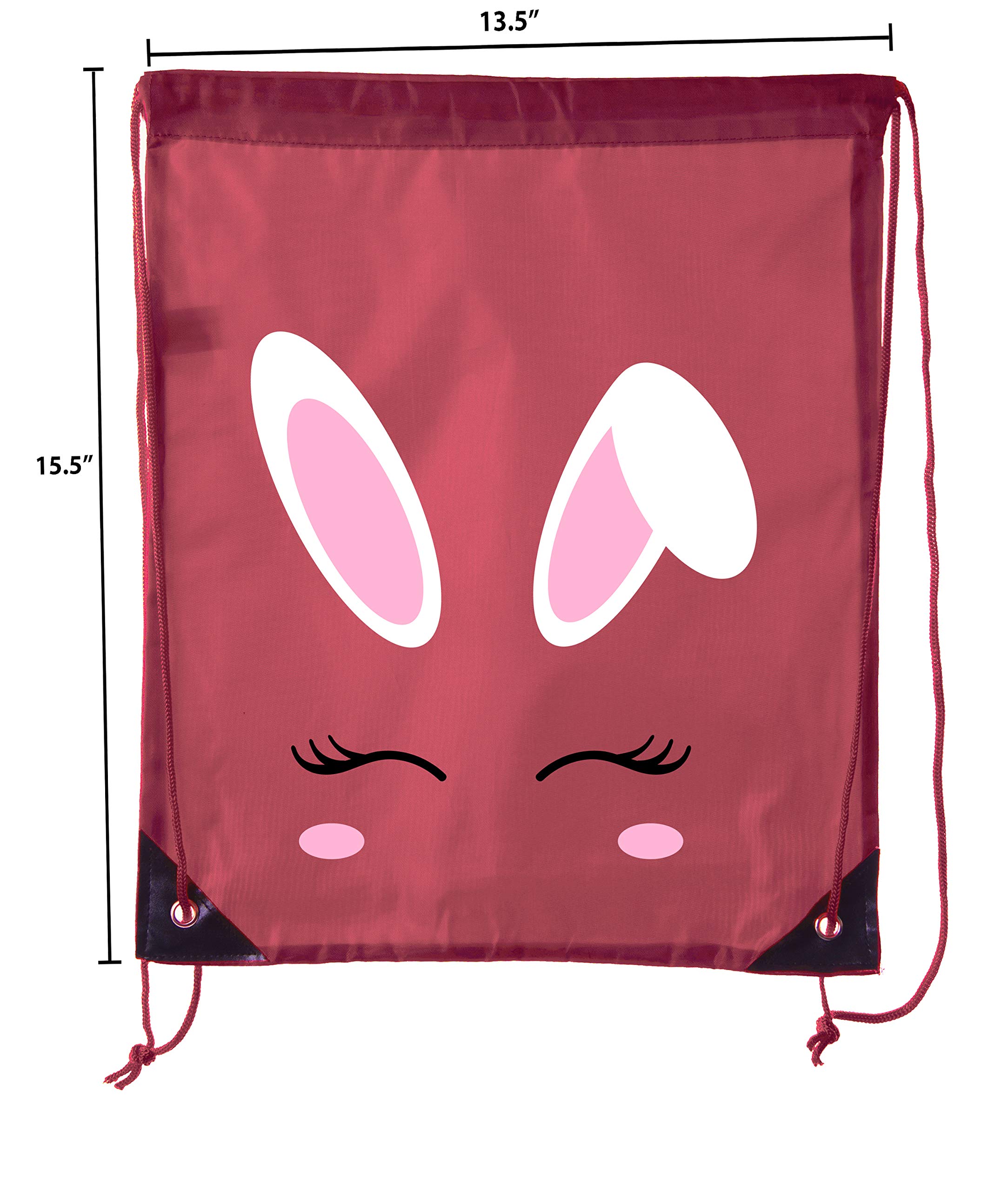 Easter Basket Bags - Bulk Drawstring Bunny Backpacks for Easter Party Favors & Goodie Bags - Cute Bunny Face Design - Perfect for Easter Egg Hunts, School Parties & Gift Giving