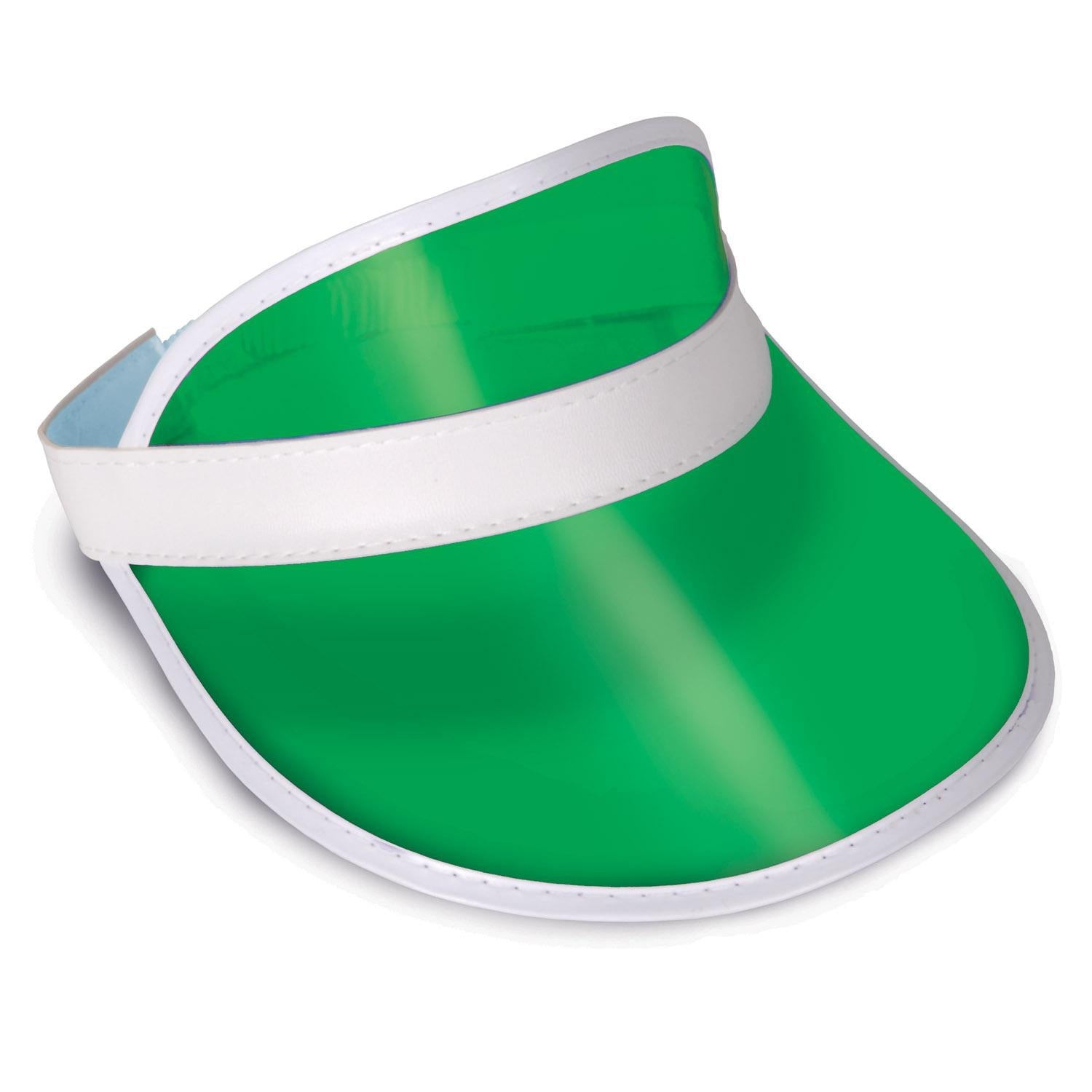 12 Pack Beistle Clear Green Plastic Dealer's Visor - Casino Party Supplies for Poker, Blackjack & Game Nights - Perfect for Themed Events & Costume Accessories