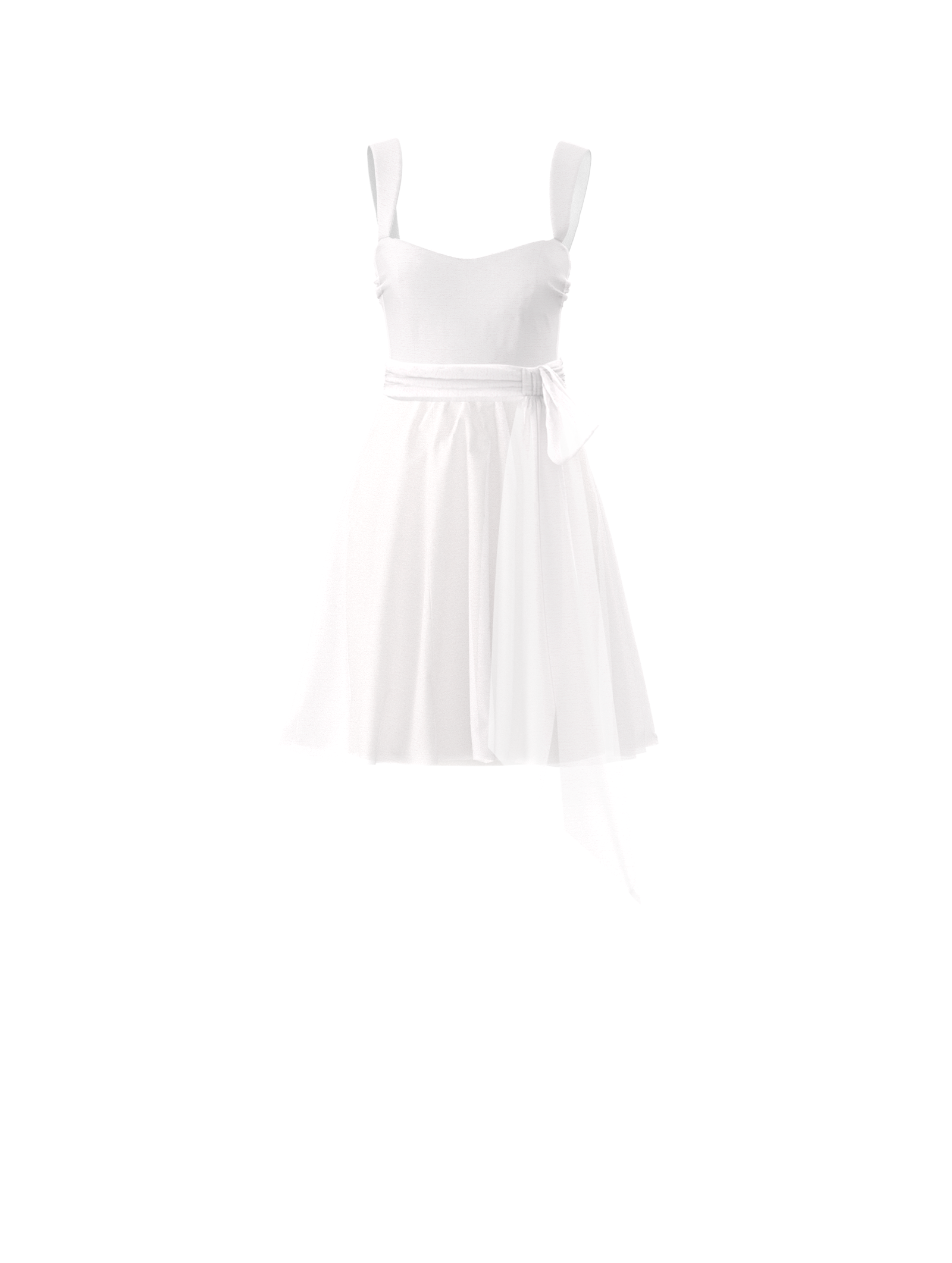 Alexis White Bodice & Carla White Skirt with Sash Belt - Perfect for Weddings, Prom, and Formal Events