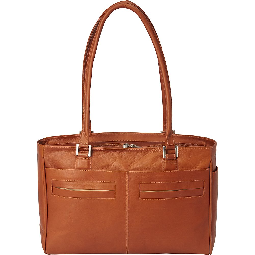 Stylish Women's Laptop Tote Bag with Multiple Pockets - Perfect for Work, Travel & Business Meetings - Saddle Brown One Size Shoulder Bag