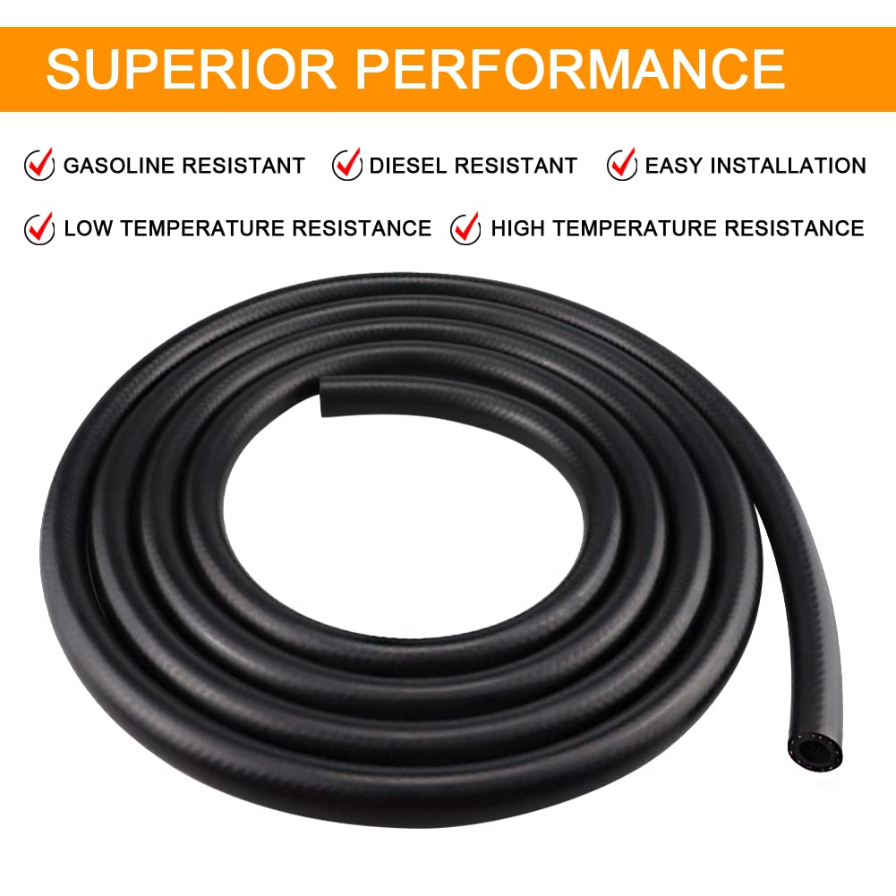 1/4 Inch ID NBR Fuel Line Hose - 4AN Rubber Push-On Fuel Hose for Small Engines (10 Feet) - Compatible with Lawn Mowers, Generators & Power Equipment