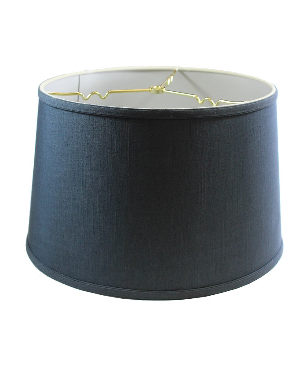 14x16x10 Shallow Drum Hardback Textured Slate Blue Lampshade with Brass Spider Fitter - Table & Desk Lamp Shade - Large Blue Lampshade for Living Room, Bedroom, Office Decor