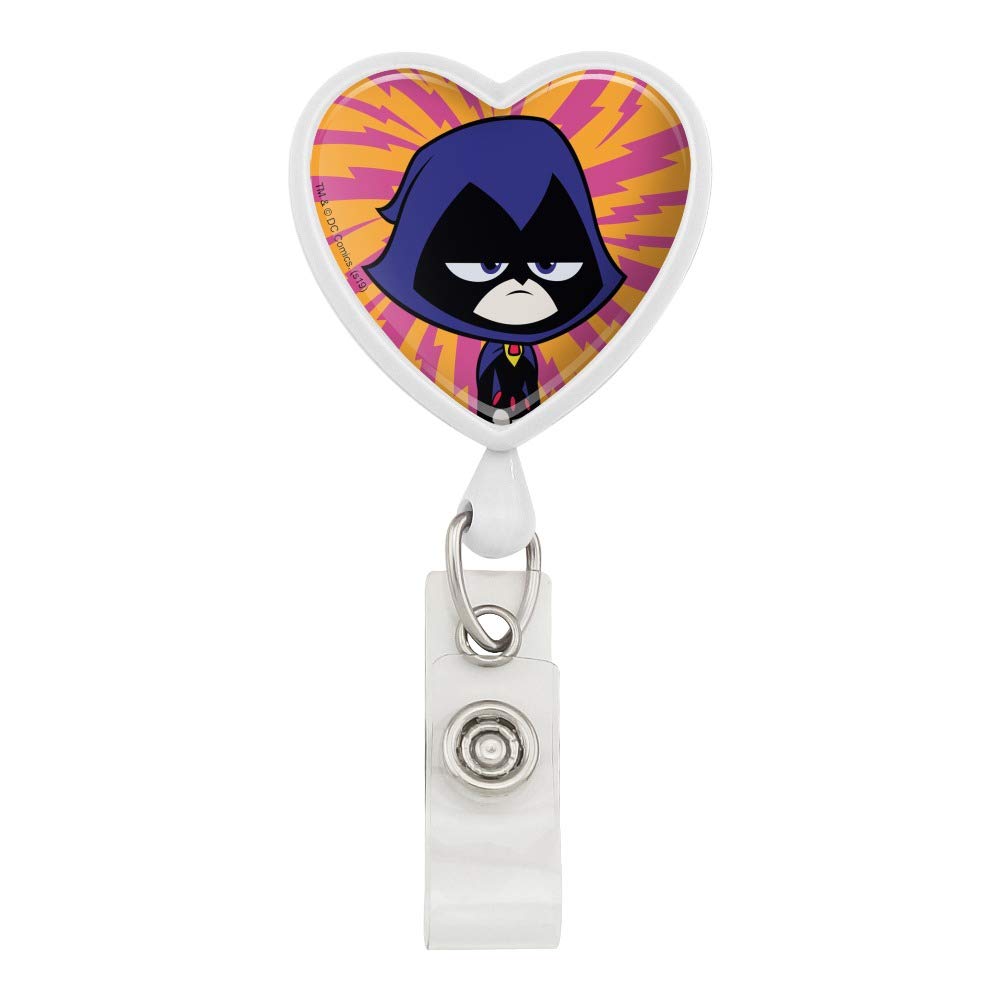 Teen Titans Go! Raven Heart Lanyard with Retractable Reel - Badge Holder & ID Card Holder for Work, School, Conventions, and Events