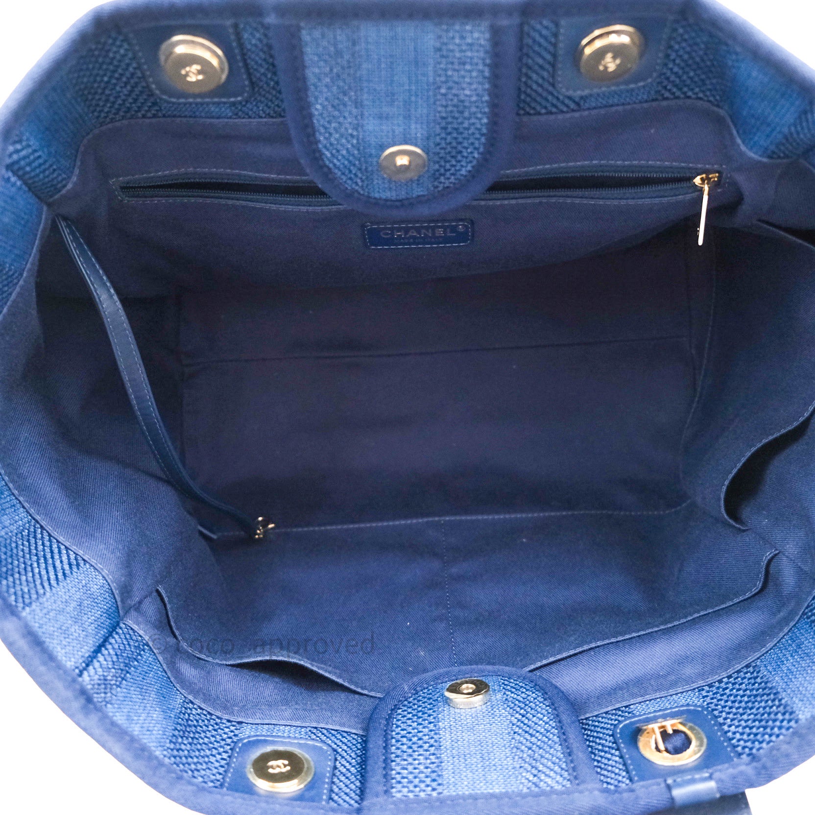 Chanel Canvas Large Deauville Tote Bag Navy Blue Striped 20S - Luxury Designer Beach Tote for Women, Perfect for Travel, Shopping & Everyday Use