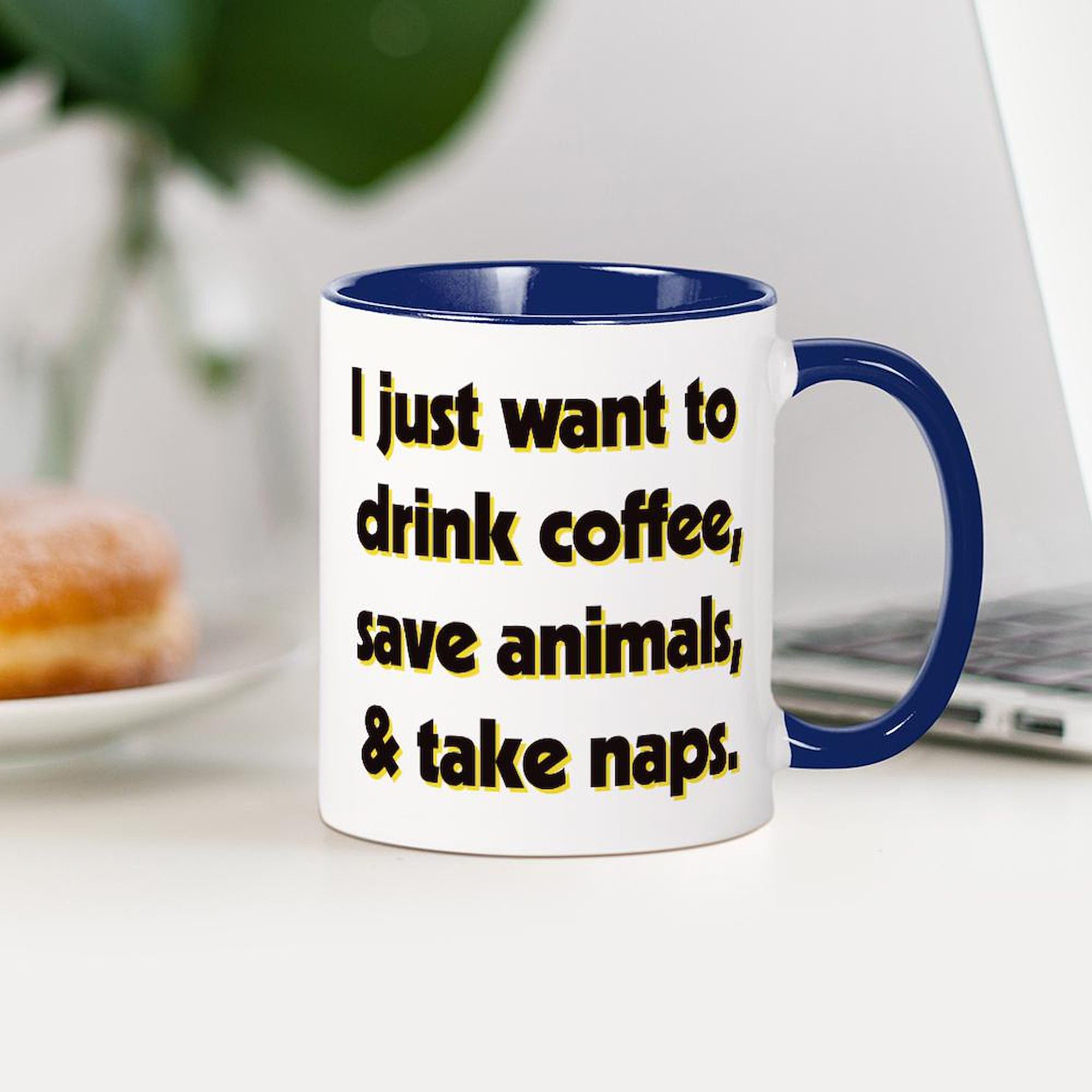 Drink Coffee Save Animals Ceramic Mug 11 oz (325 ml) - Eco-Friendly Coffee Cup for Office, Home & Gifts - Funny Animal Lover Tea Cup