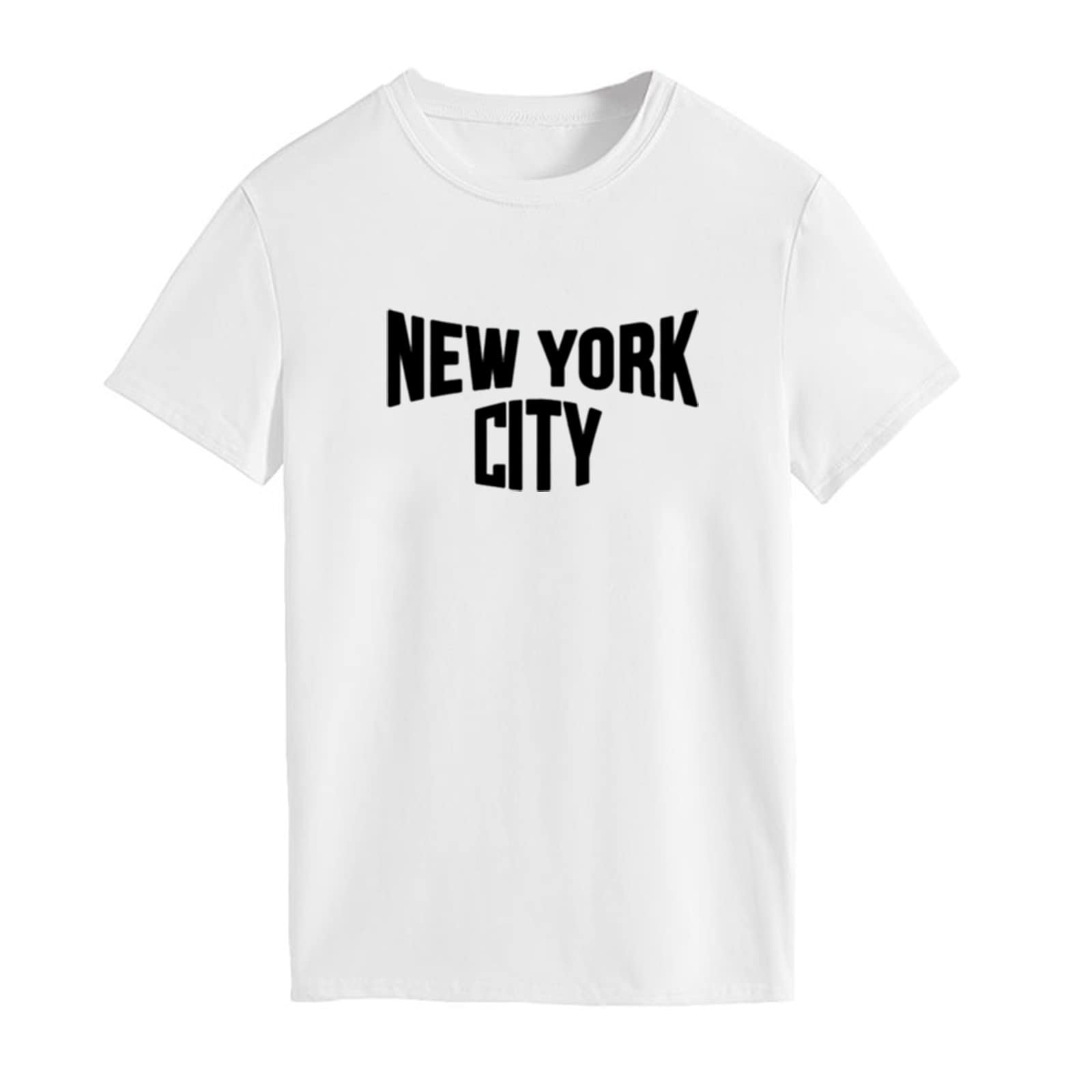 Women's White Elbow Tops Casual Crewneck Short Sleeve Tee with Printed Letter - Summer Loose Fit Blouse for Everyday Wear, Outings & Casual Dates