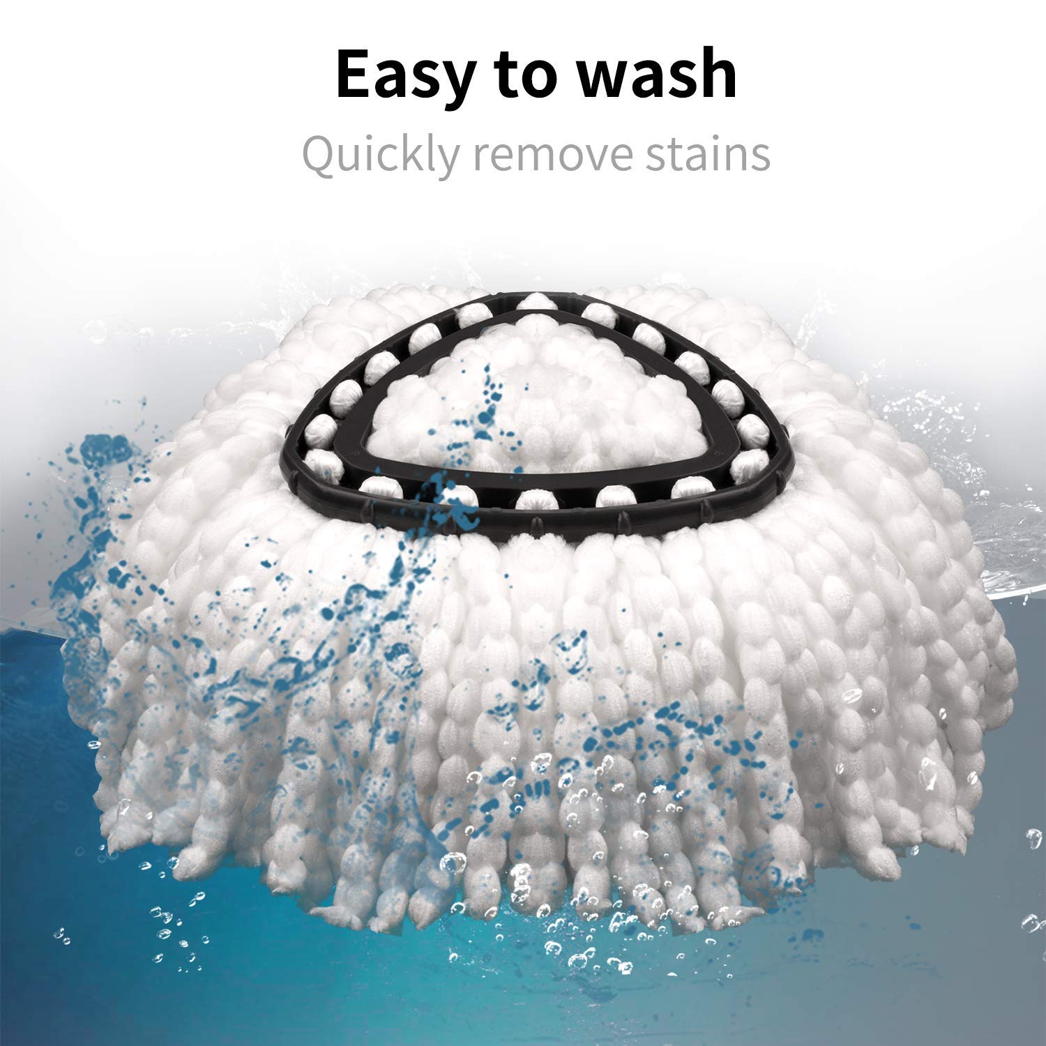 2 Pack EasyWring Spin Mop Replacement Heads - Microfiber Mop Refills for Deep Cleaning Floors, Tiles & Hardwood - Compatible with Most Spin Mops (Perfect for Kitchen, Bathroom & Pet Hair Cleaning)