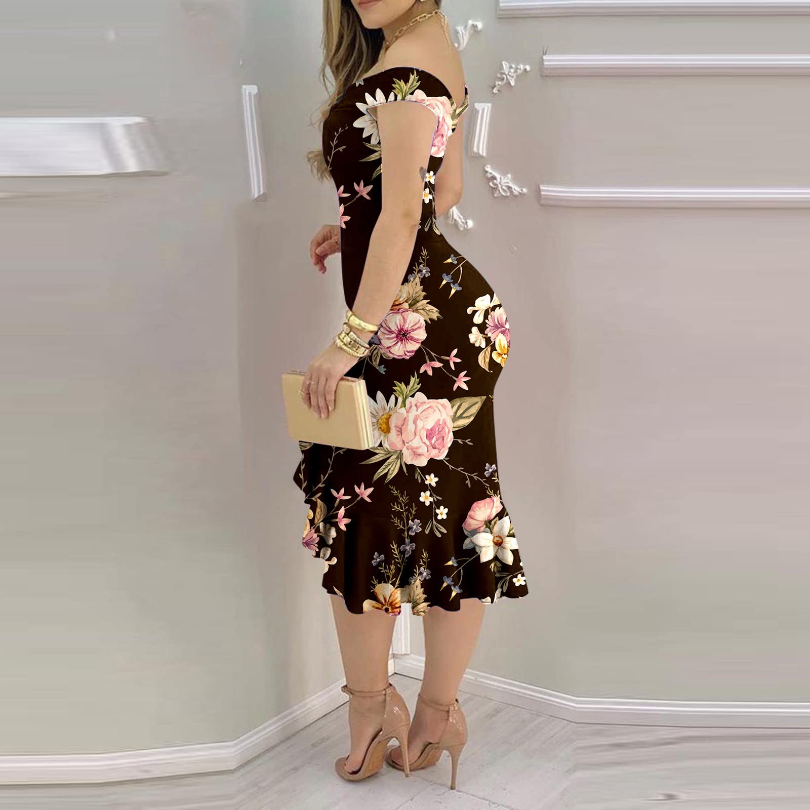 2024 Sexy One Shoulder Hip Wrap Summer Dress for Women - Short Sleeve Ruffle Irregular Hem Wedding Guest Dress | Beach Party, Cocktail, Vacation Outfit