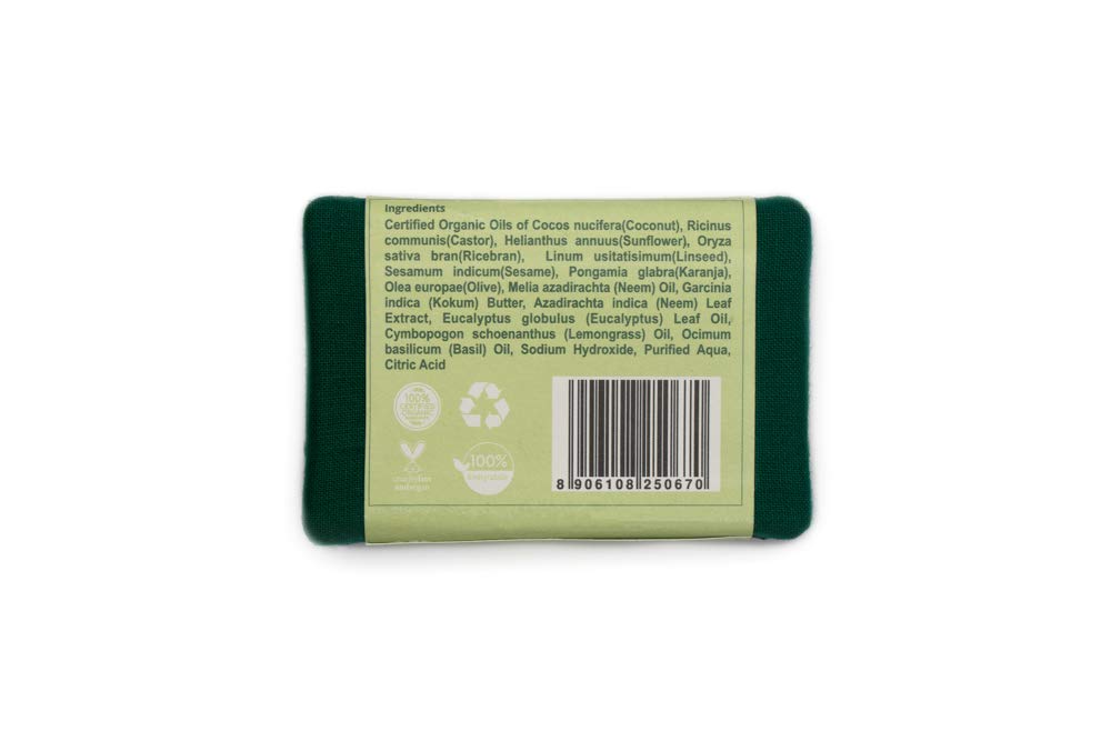 Organic Neem Basil Soap for Acne Treatment - 100g (Pack of 2) | Natural Body Wash for Back & Face Acne | Vegan, Cruelty-Free Skincare for Men & Women | Perfect for Daily Cleansing & Sensitive Skin Care