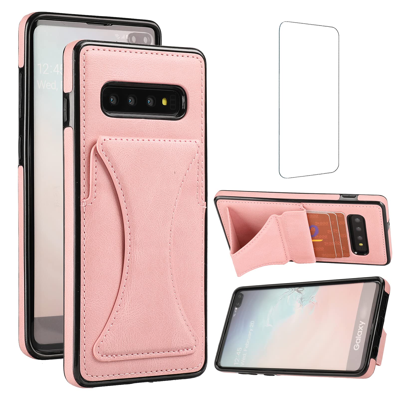 Premium Shockproof Galaxy S10 Case with Screen Protector & Ring Holder - Slim Hybrid Rugged Protective Cover for Samsung Galaxy S10 4G/GS10 (6.1 inch) - Rose Gold | Perfect for Daily Use, Work & Travel