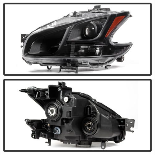 Jdragon Black Projector Headlights Compatible for Nissan Maxima 2009-2014 - High Performance LED Headlamp Pair Set for S SV Trim | Perfect for Night Driving & Off-Road Adventures