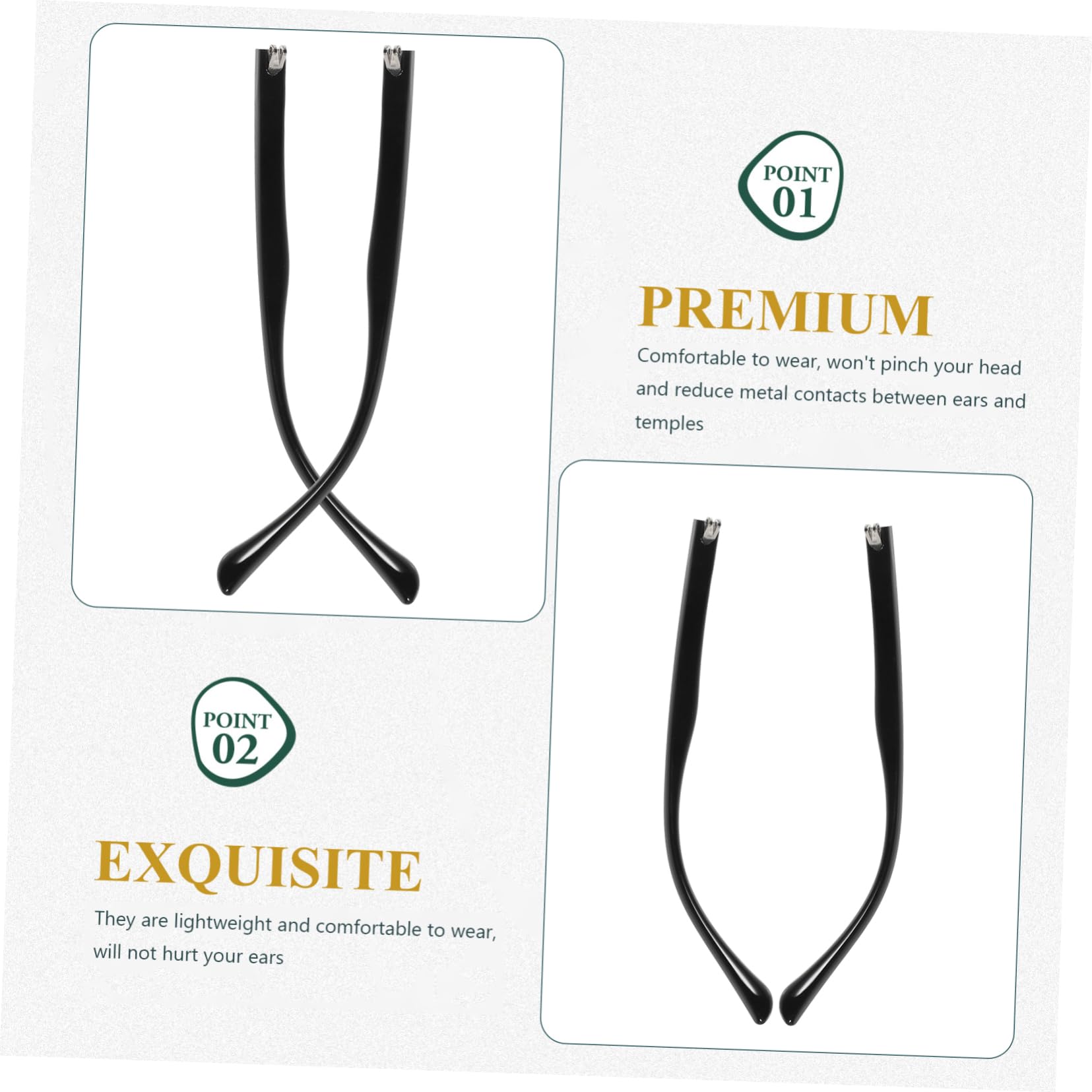Gogogmee 1 Pair Universal Metal Glasses Temple Replacement Arms - Compatible with Eyeglasses & Sunglasses Repair Kit | Perfect for Broken Frames, DIY Fixes, and Emergency Eyewear Repairs