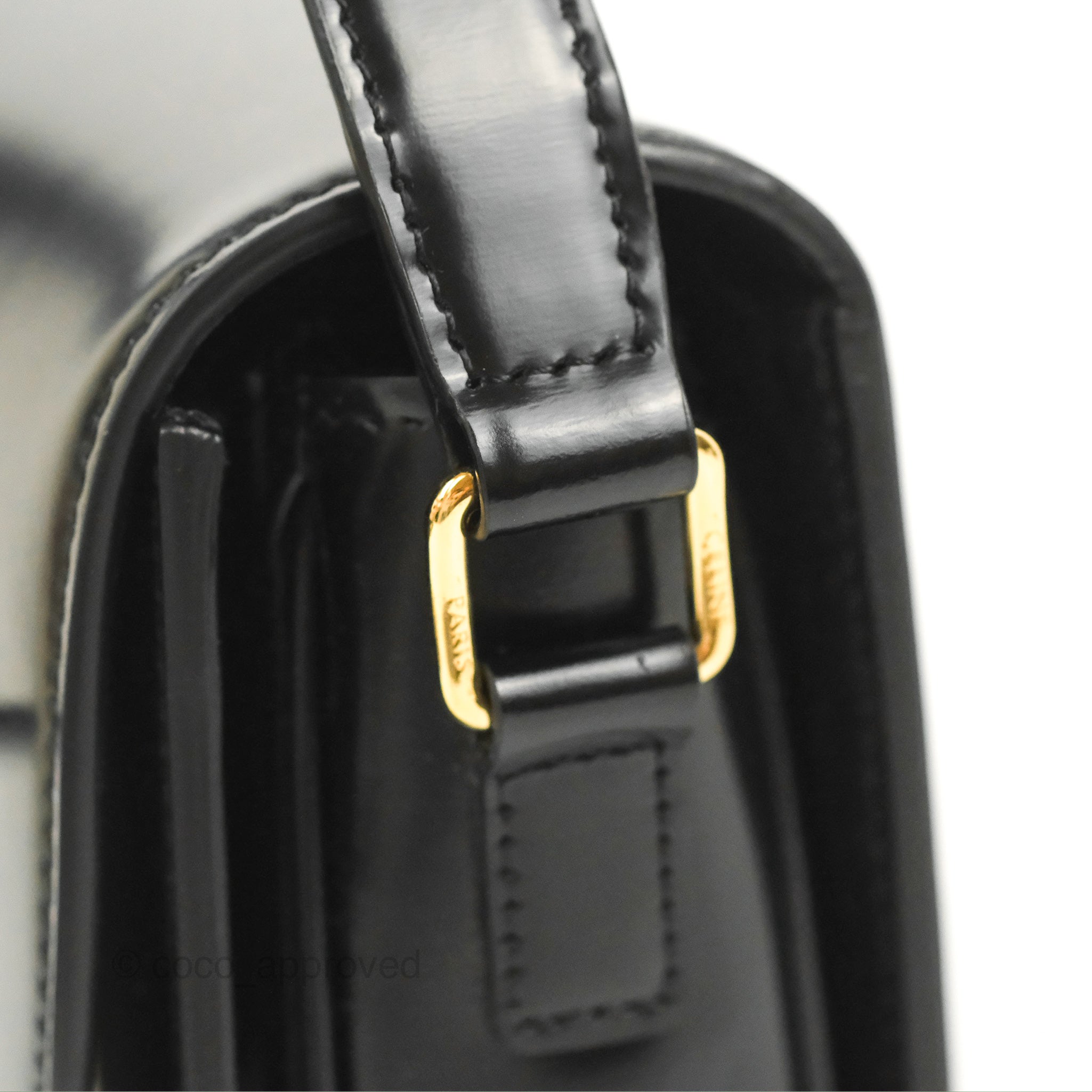 Celine Medium Triomphe Bag in Black Shiny Calfskin Leather - Luxury Handbag for Women, Perfect for Work, Travel & Evening Events